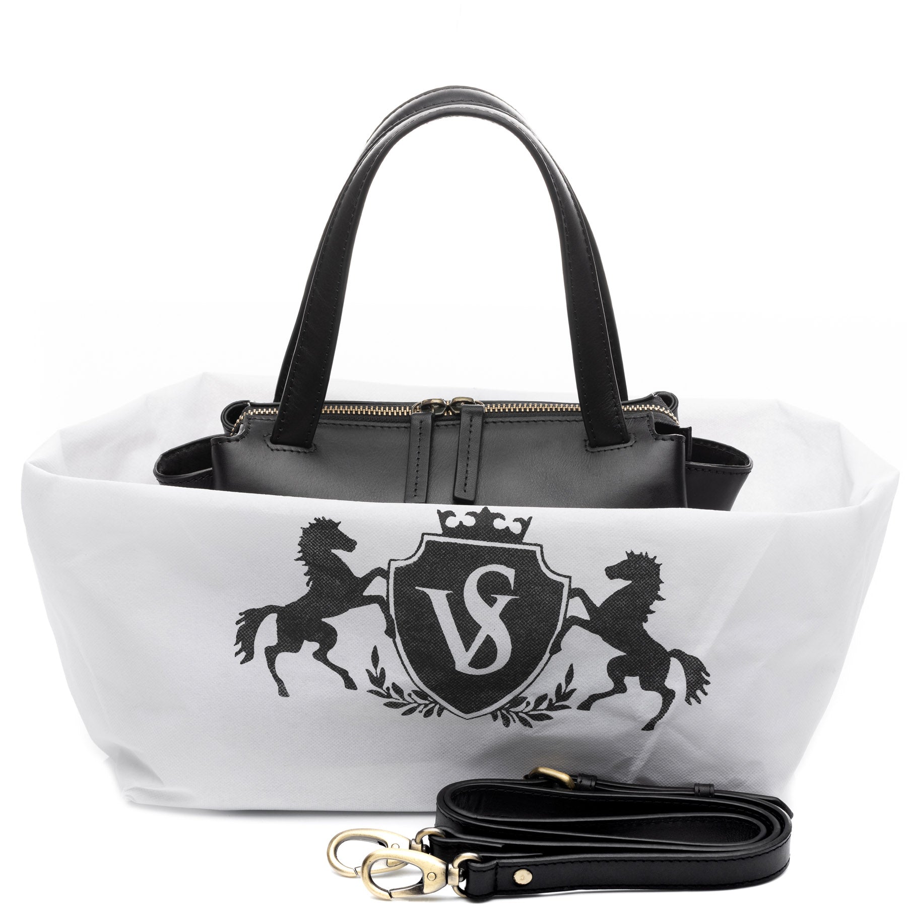 SID & VAIN Henkel & Umhängetasche Leder klein ATLANTA schwarz 38892