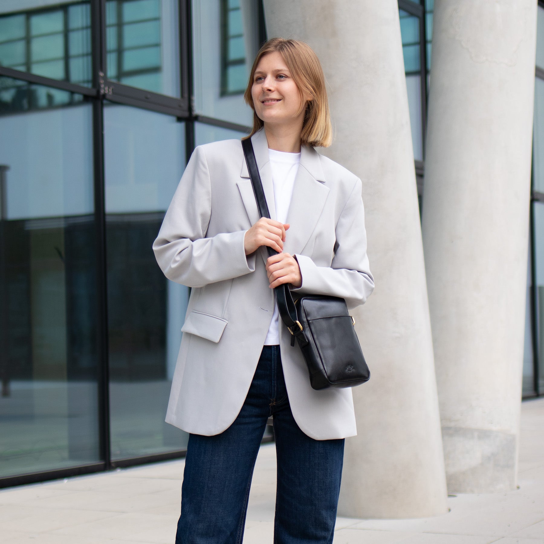 SID & VAIN Umhängetasche Leder DUBLIN braun oder schwarz 39007