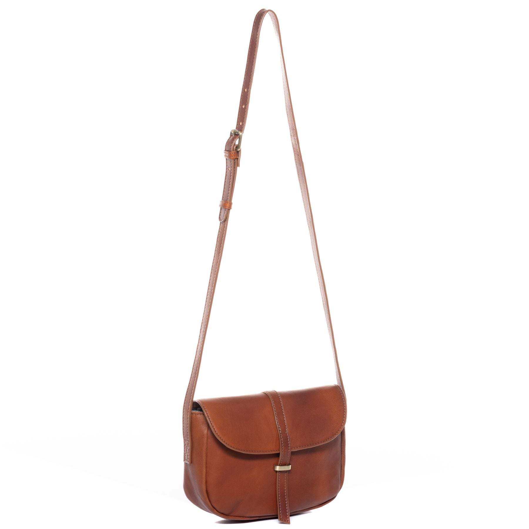 SID & VAIN Schultertasche Leder & Umhängetasche Leder klein ELLIE chestnut 42011