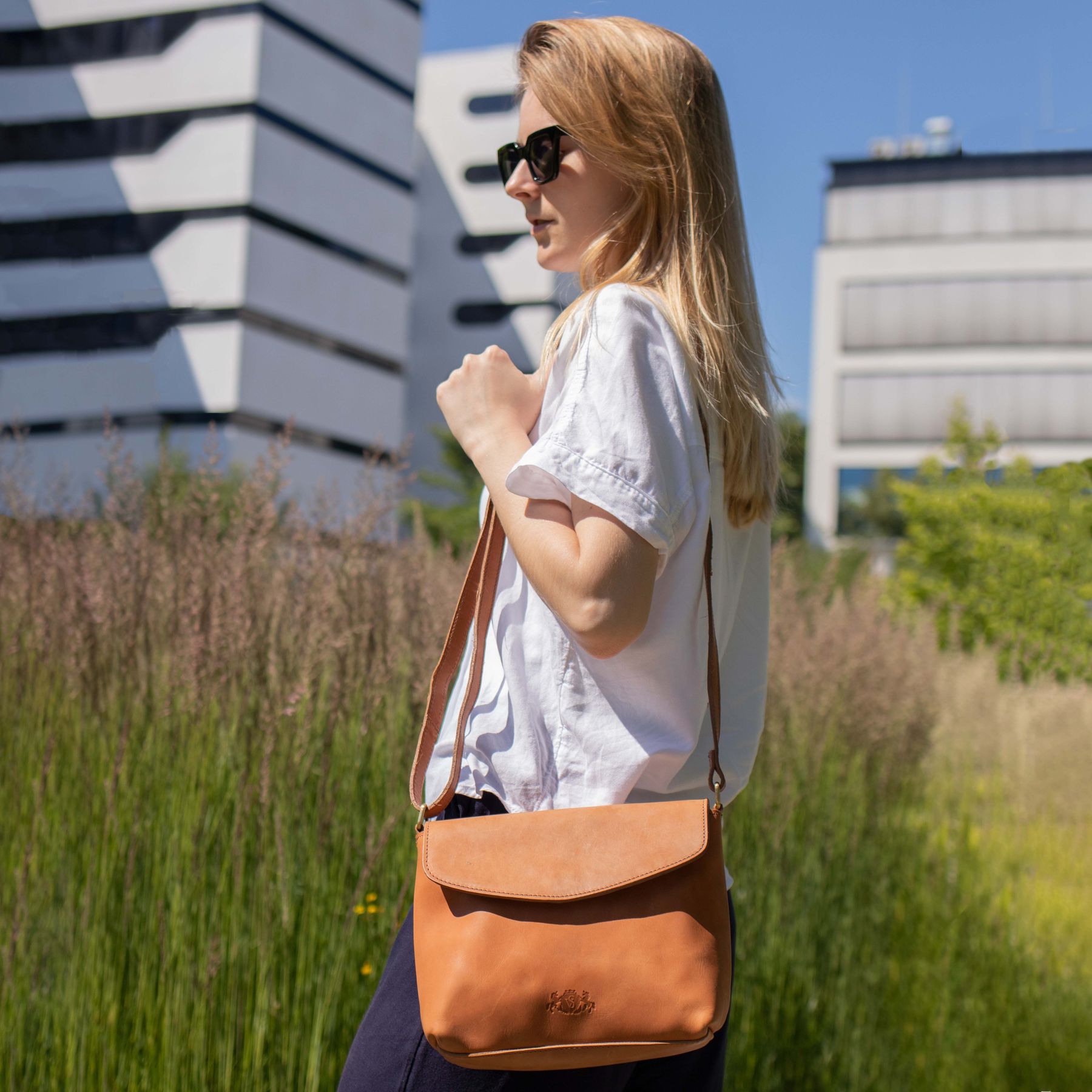 SID & VAIN Schultertasche Leder & Umhängetasche Leder ELYSA natural-light-tan 34603