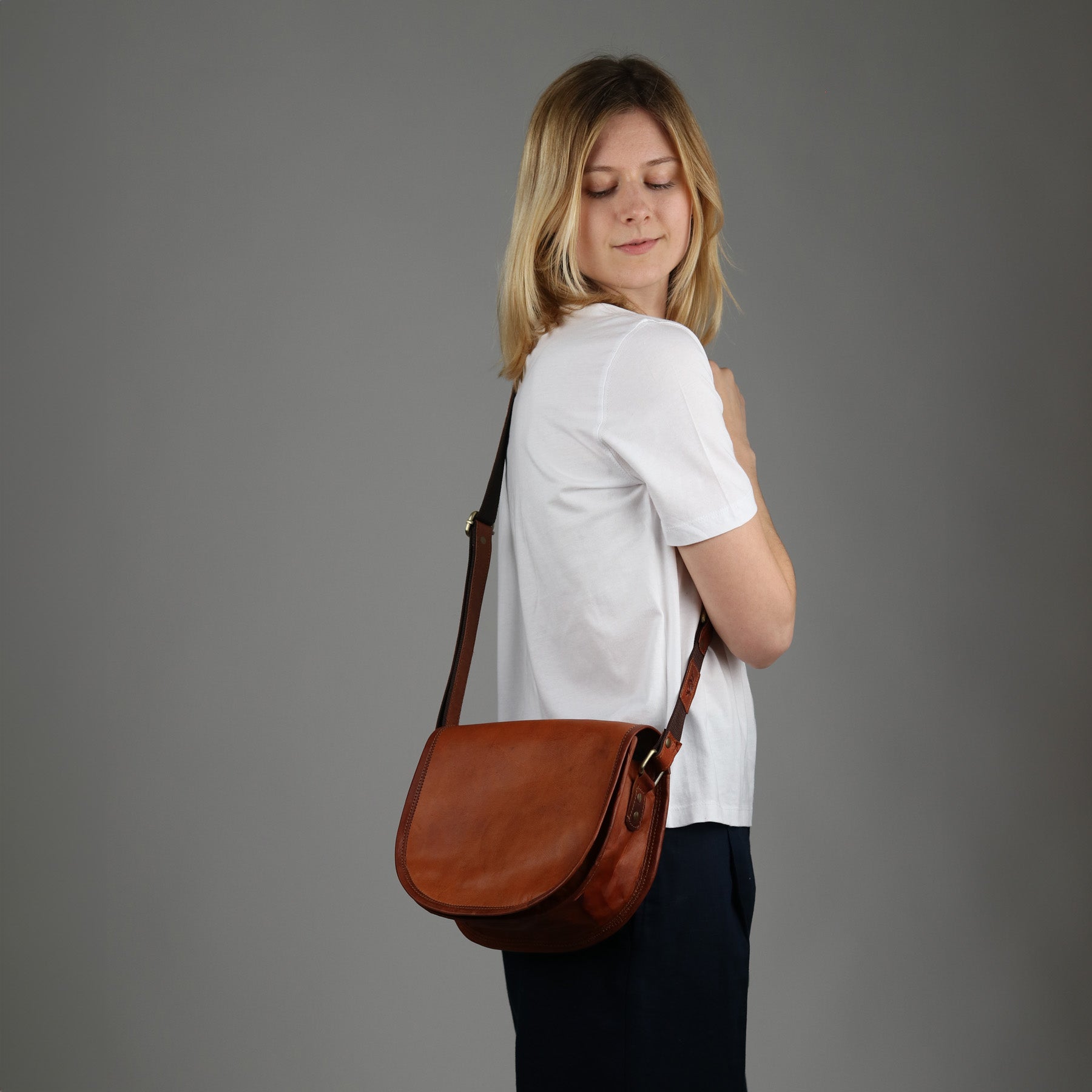 SID & VAIN Schultertasche Leder HAZEL braun Umhängetasche 45467