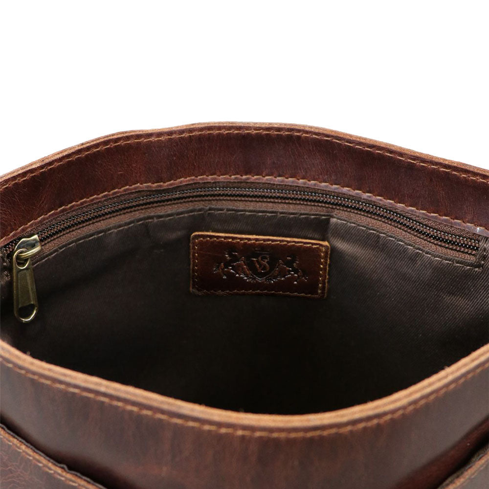 SID & VAIN Schultertasche Leder & Umhängetasche Leder YALE braun-cognac 32683