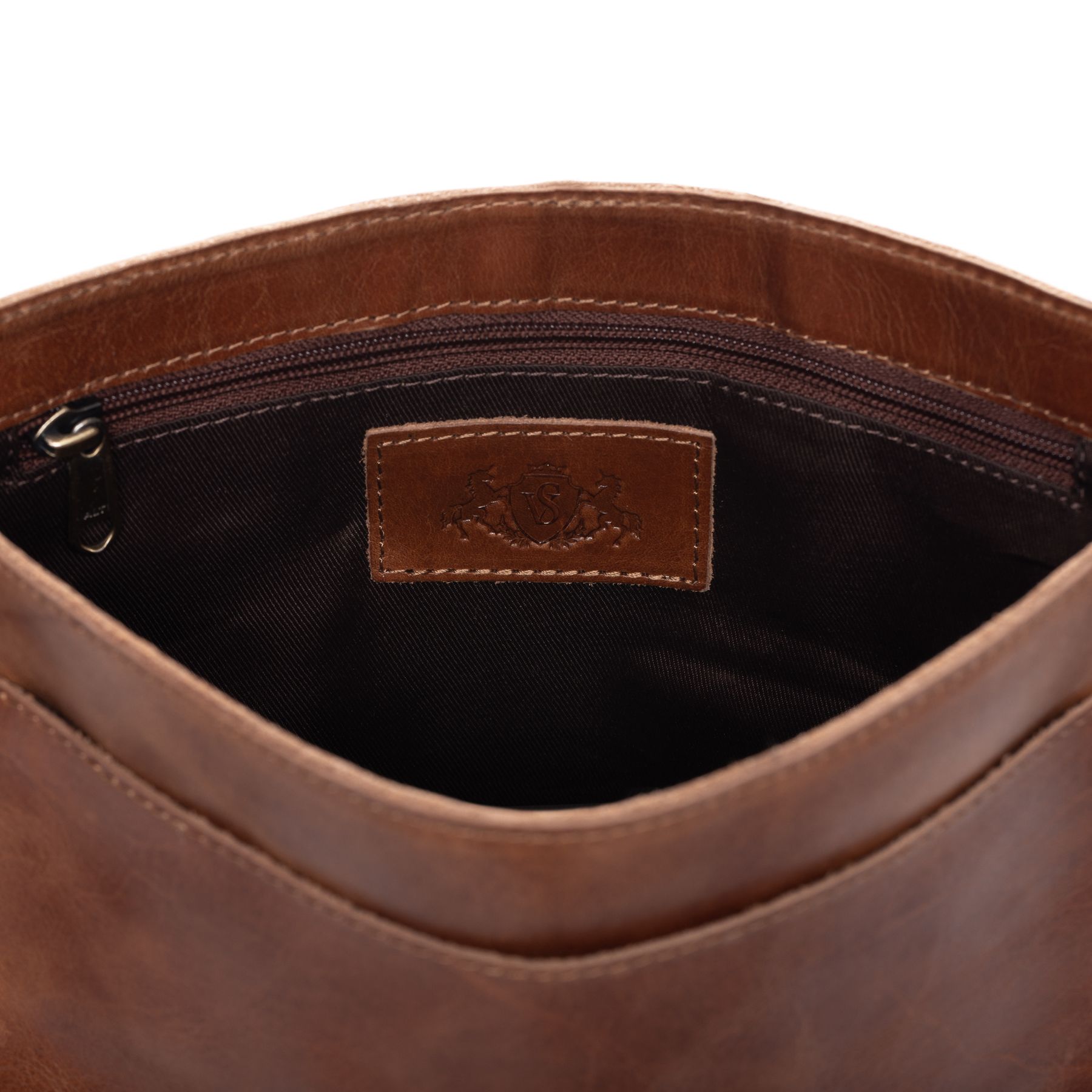 SID & VAIN Schultertasche Leder & Umhängetasche Leder YALE light-brown 36676