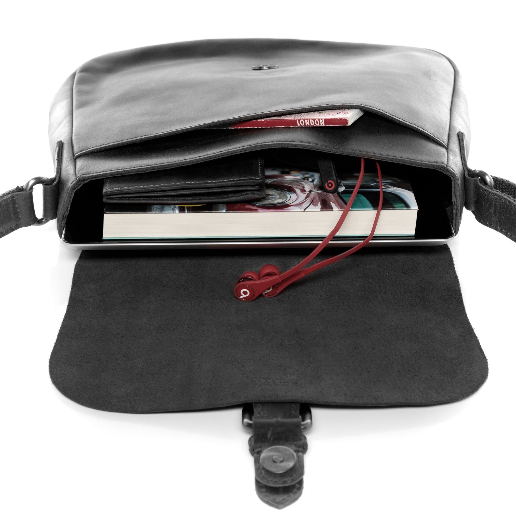 SID & VAIN Schultertasche Leder & Umhängetasche Leder YALE schwarz 25581