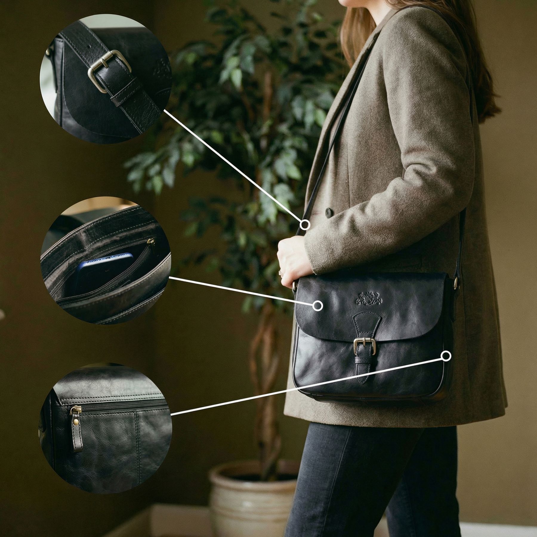 SID & VAIN Schultertasche YALE schwarz Features