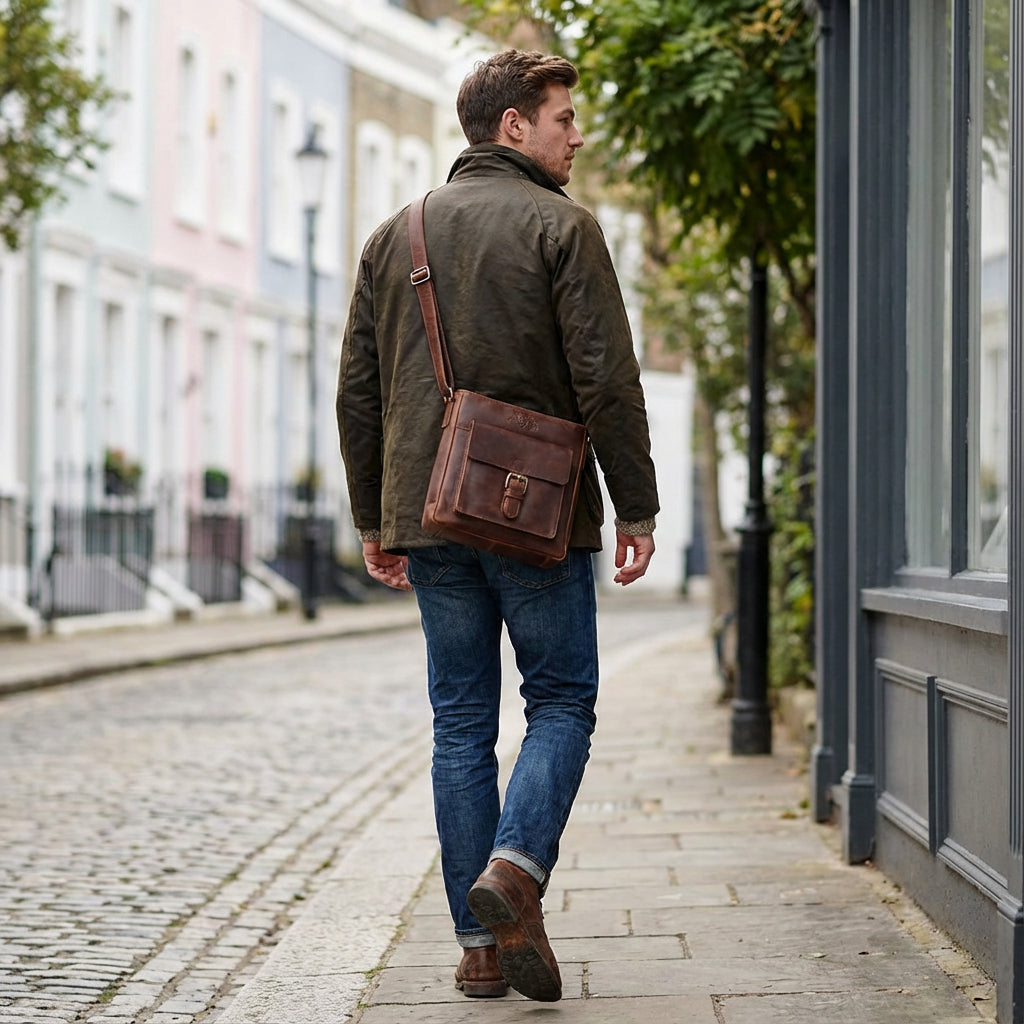 SID & VAIN Umhängetasche Leder klein YALE braun-cognac 13825