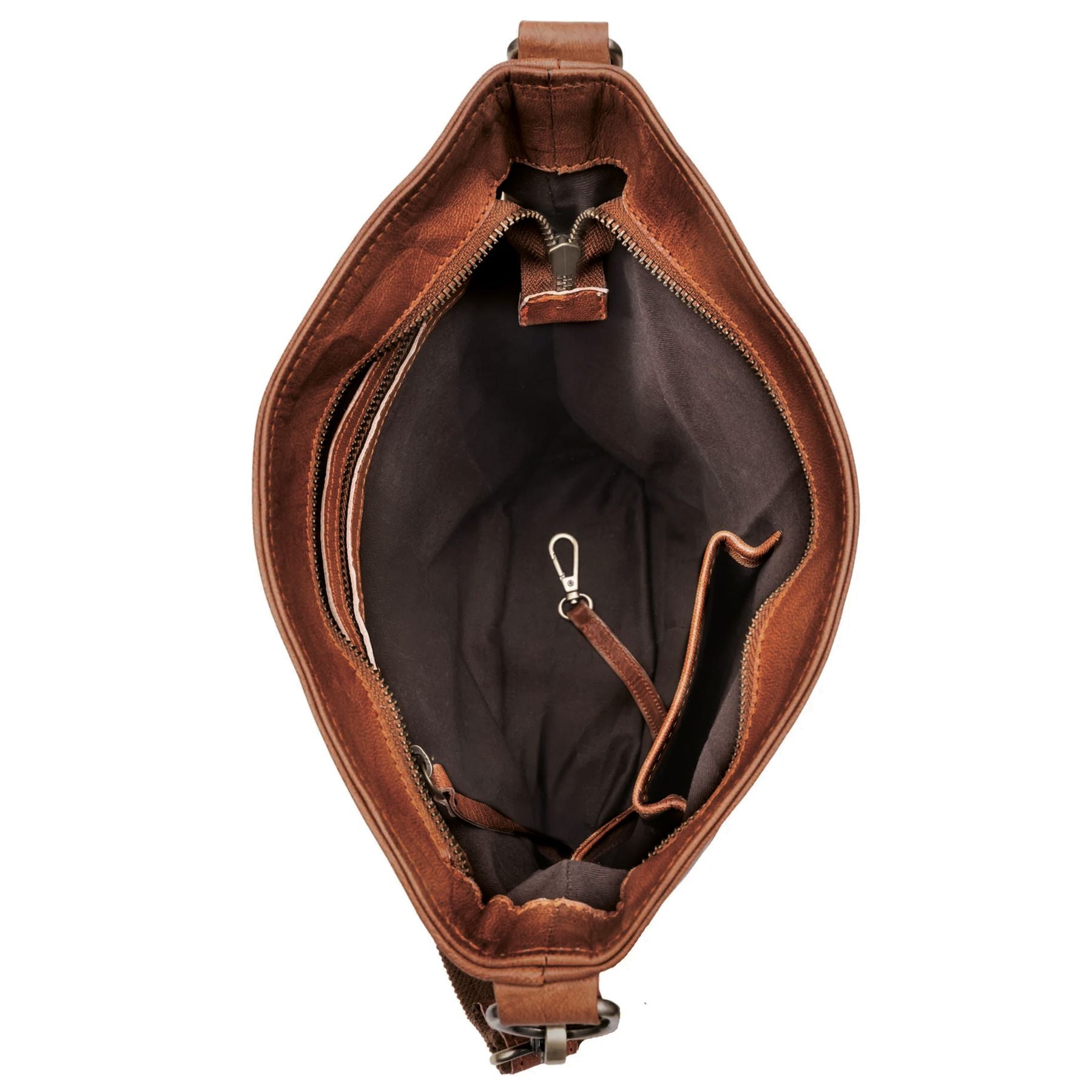 Sac bandoulière en cuir marron ARIA