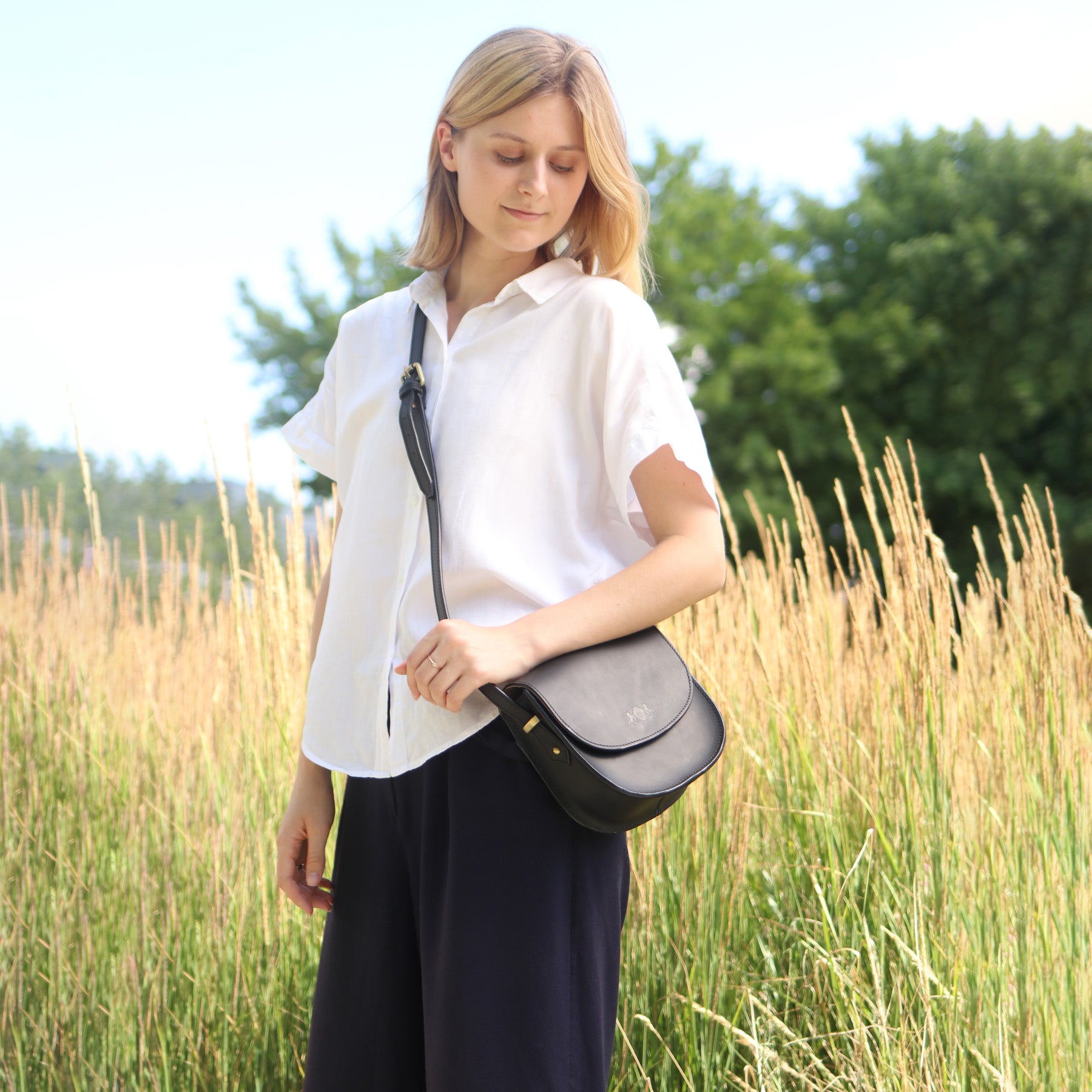 SID & VAIN Schultertasche Leder TRISH versch. Farben und Größen Handtasche Leder 47762