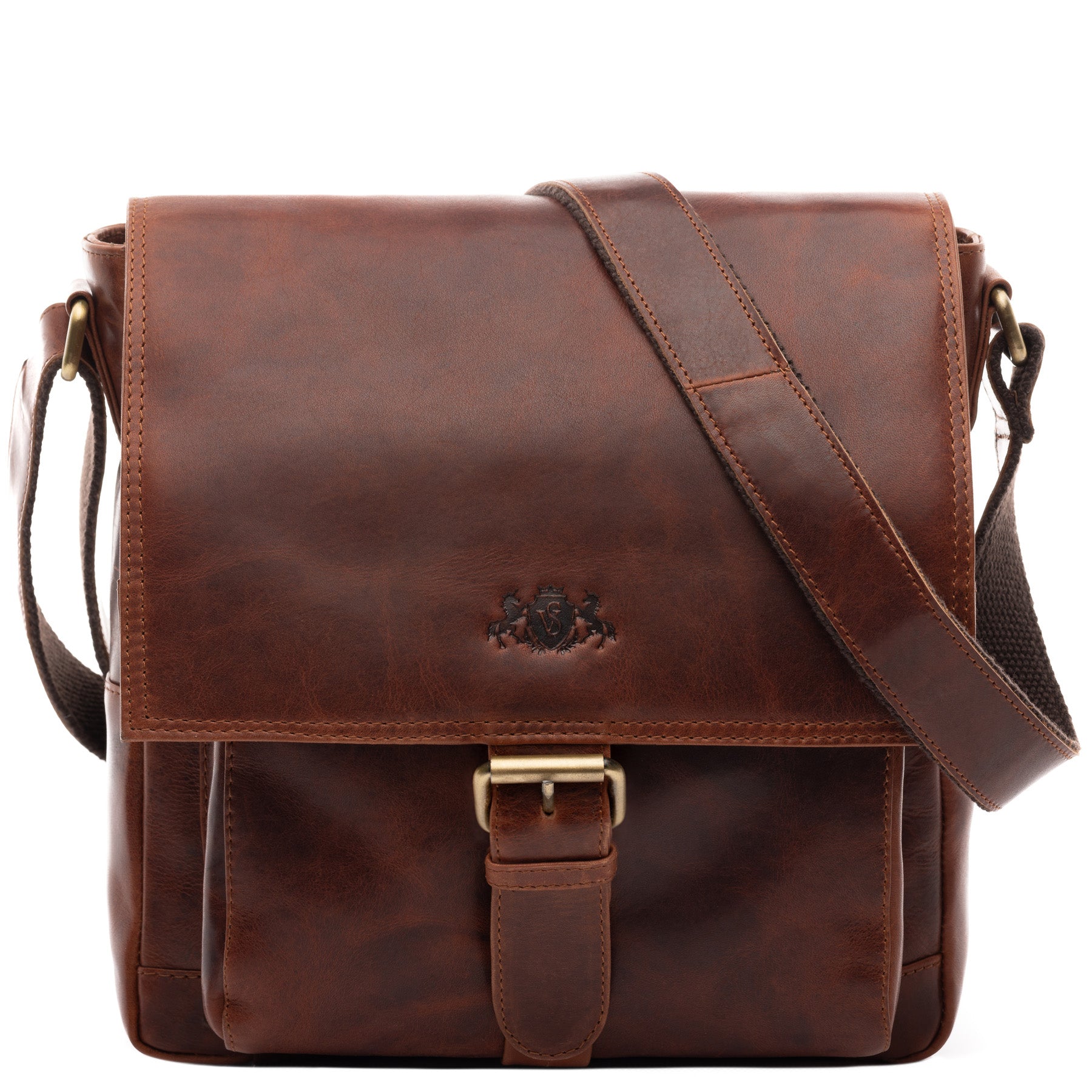 SID VAIN Messenger Bag Leather NICO brown tan courier bag