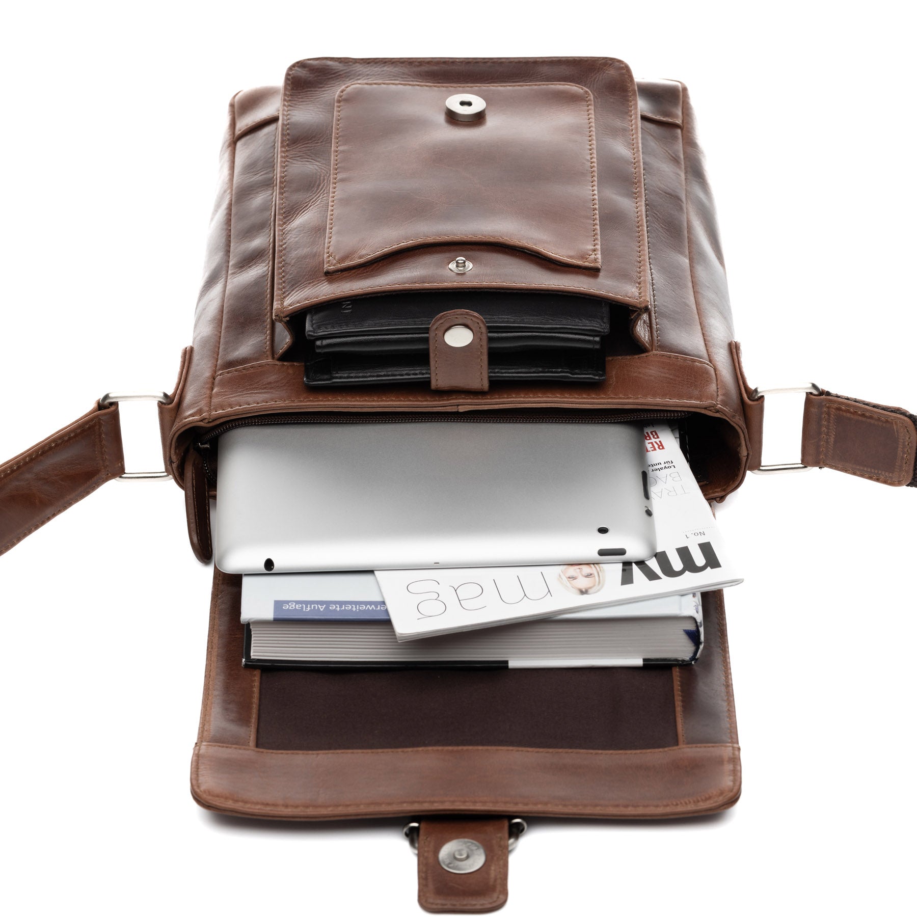 SID & VAIN Messenger Bag Leder Postbag STOKED braun-cognac 39134