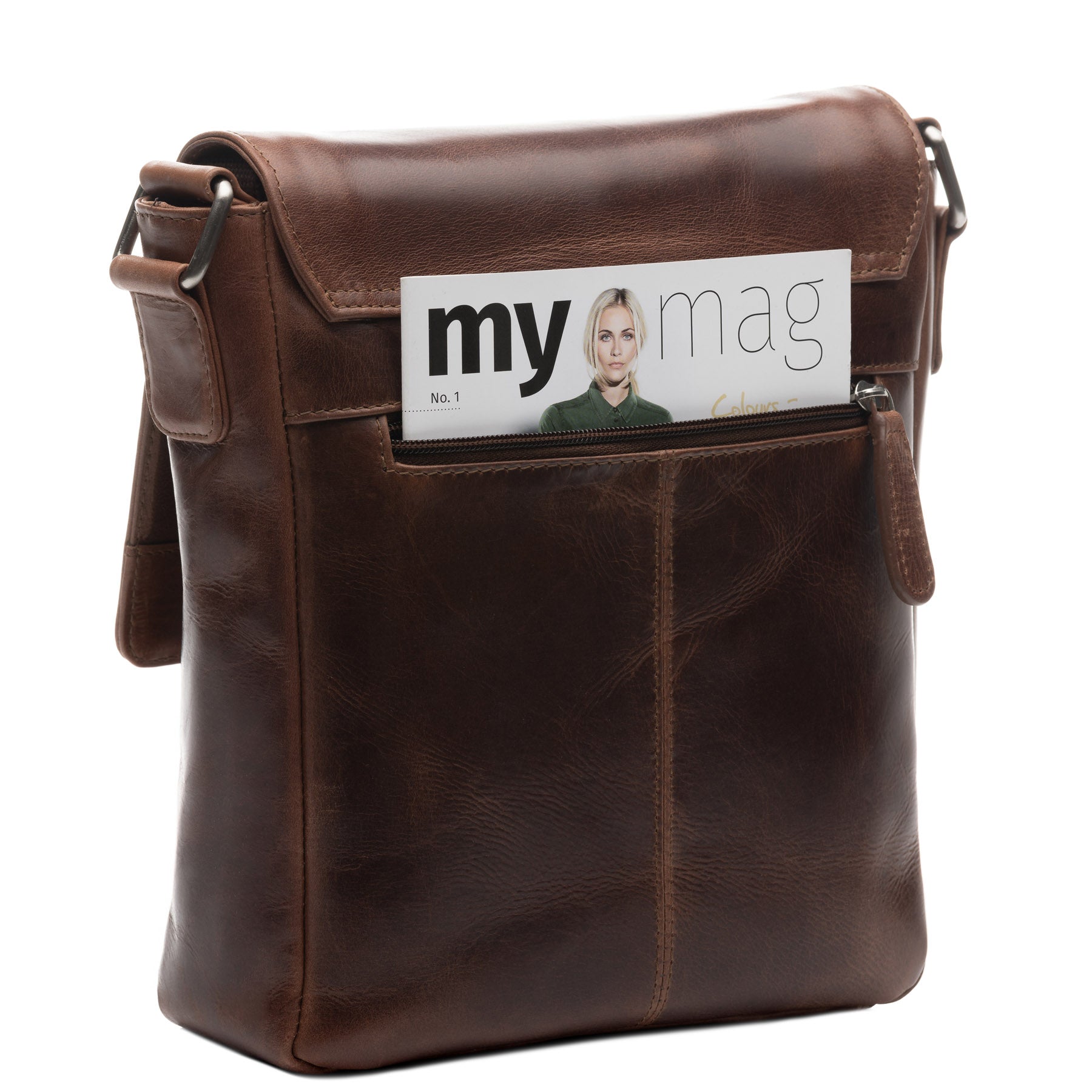 SID & VAIN Messenger Bag Leder Postbag STOKED braun-cognac 39140