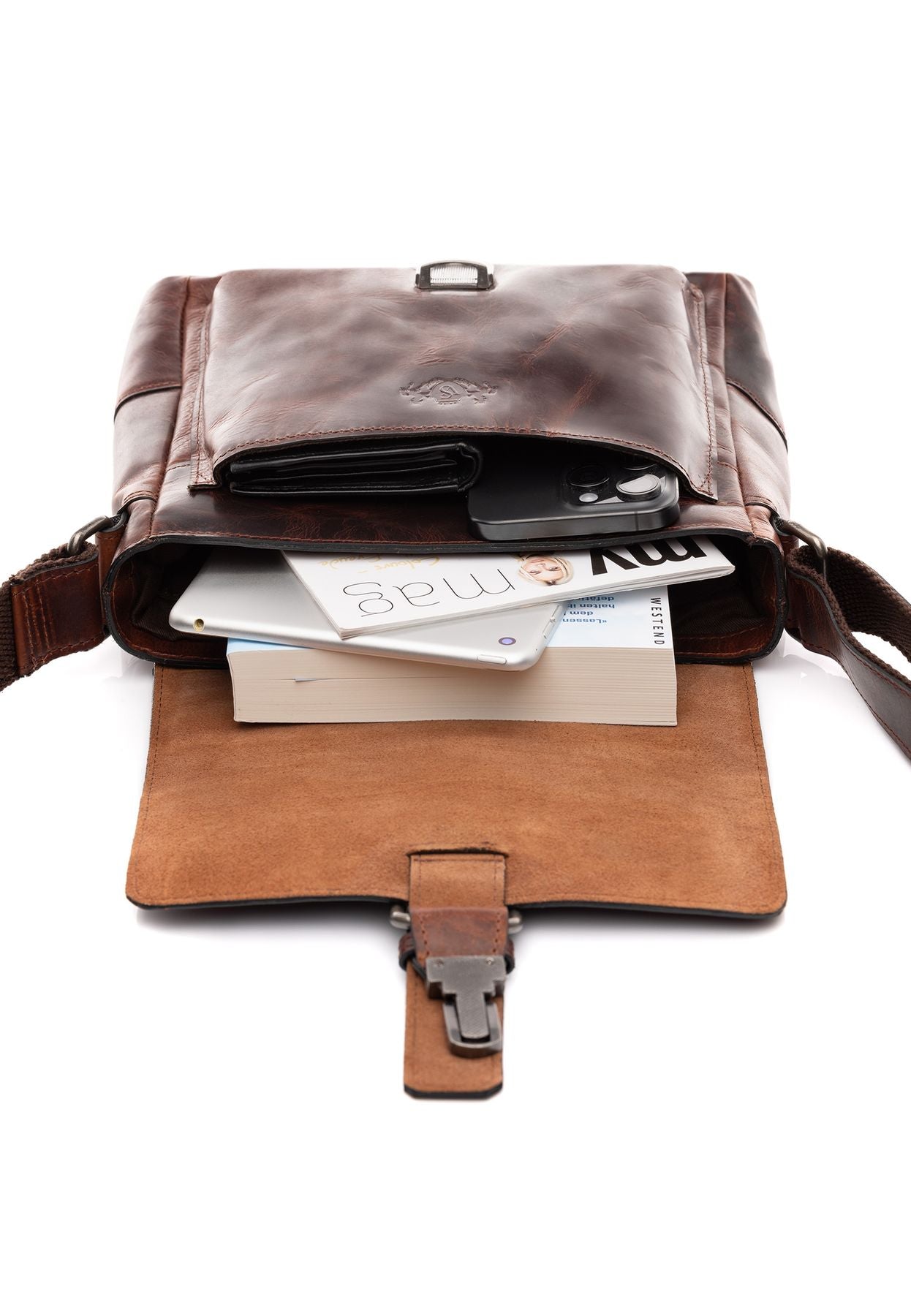 Umhängetasche Leder braun GRAHAM Schultertasche