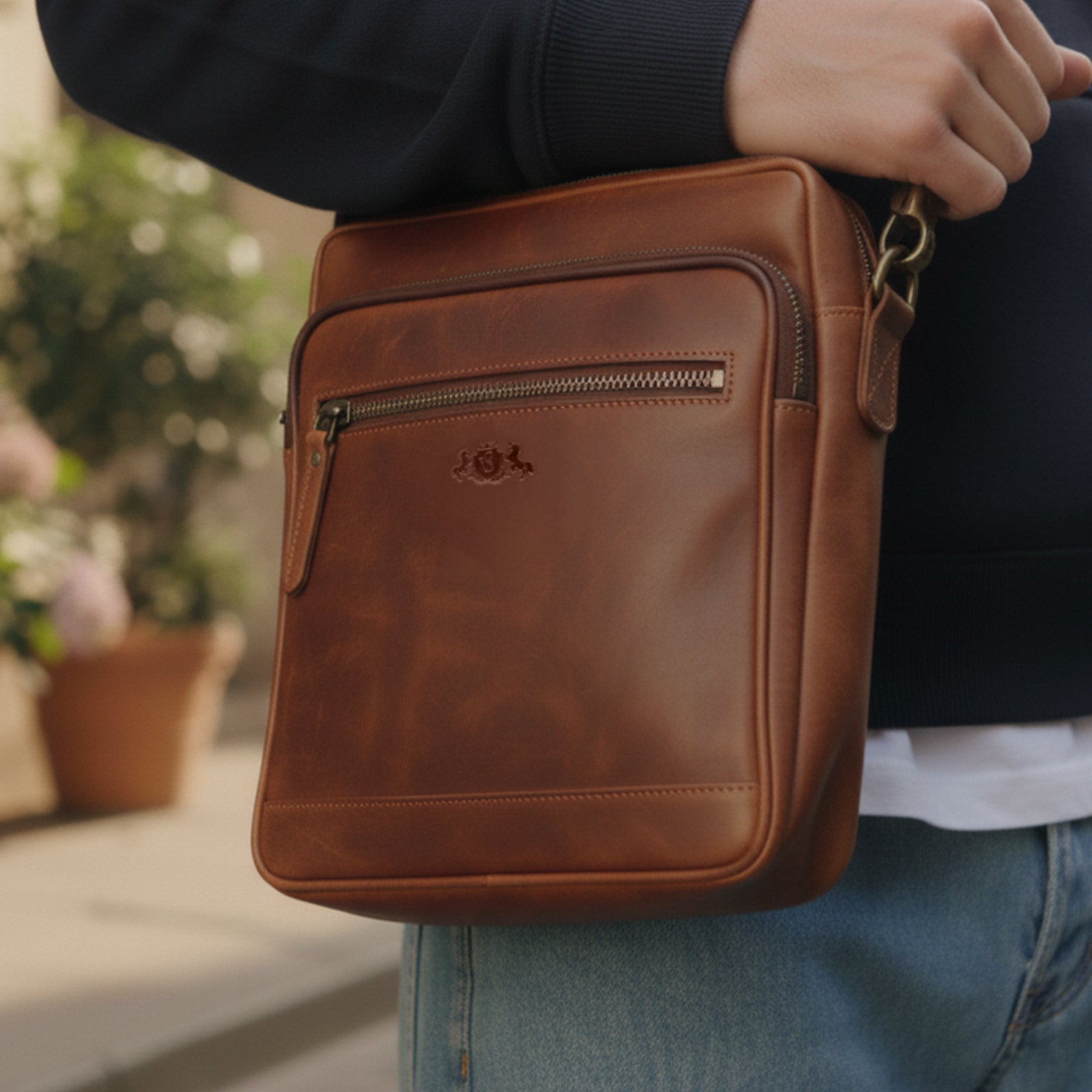 SID & VAIN Umhängetasche echt Leder Schultertasche Damen Herren Crossbody bag Ledertasche CLARK klein 50443