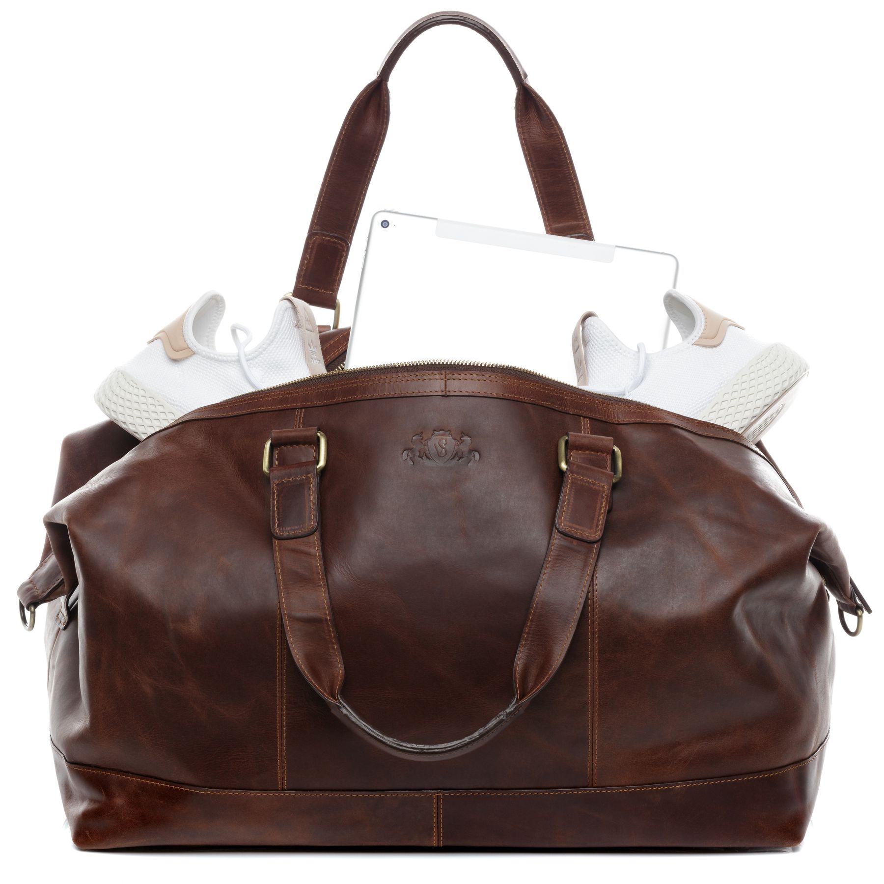 SID & VAIN Reisetasche Leder LOGAN braun-cognac 20875