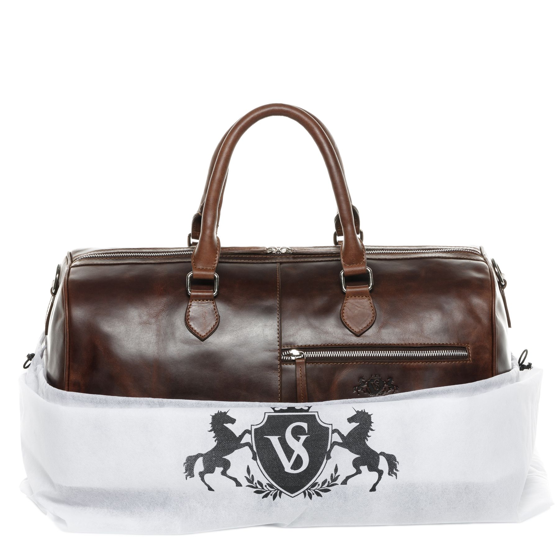 SID & VAIN Reisetasche Weekender Leder SEATTLE braun-cognac 27642