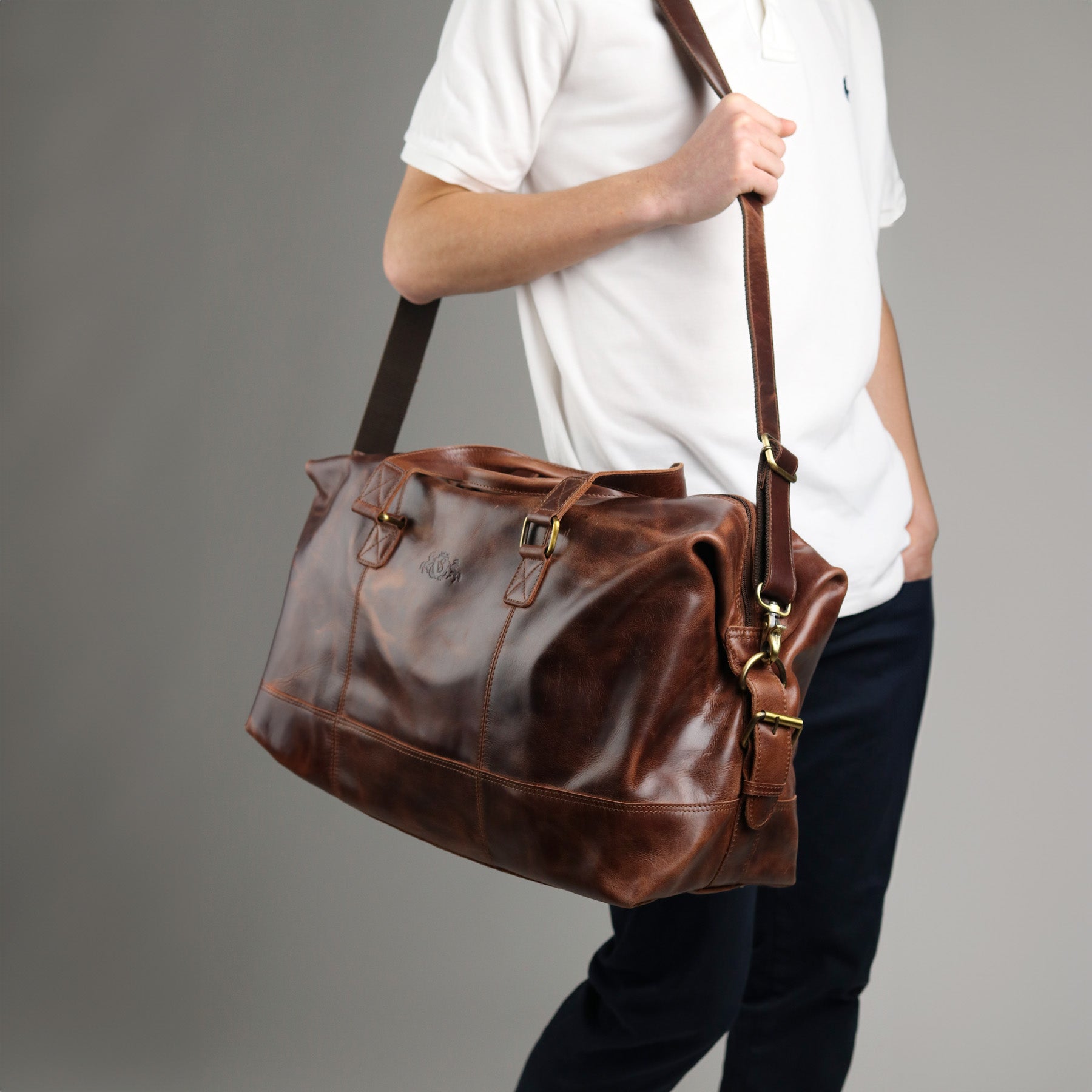 SID & VAIN Weekender Leder YALE braun Reisetasche 5