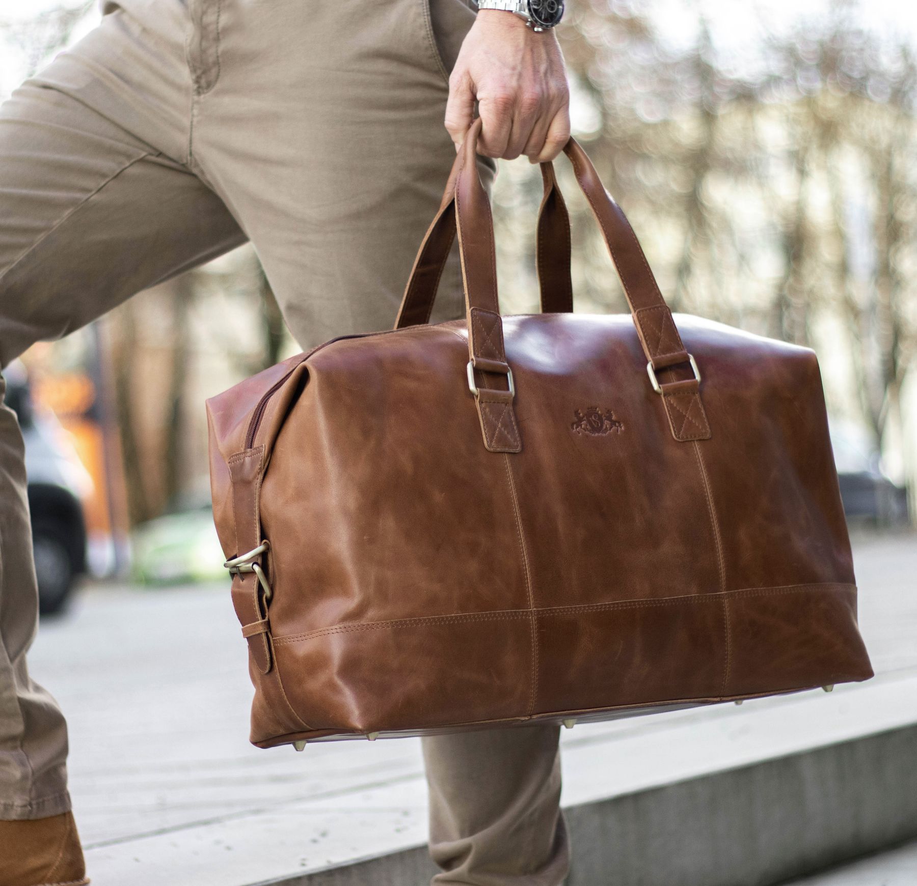 SID & VAIN Reisetasche Weekender Leder YALE light-brown 27635