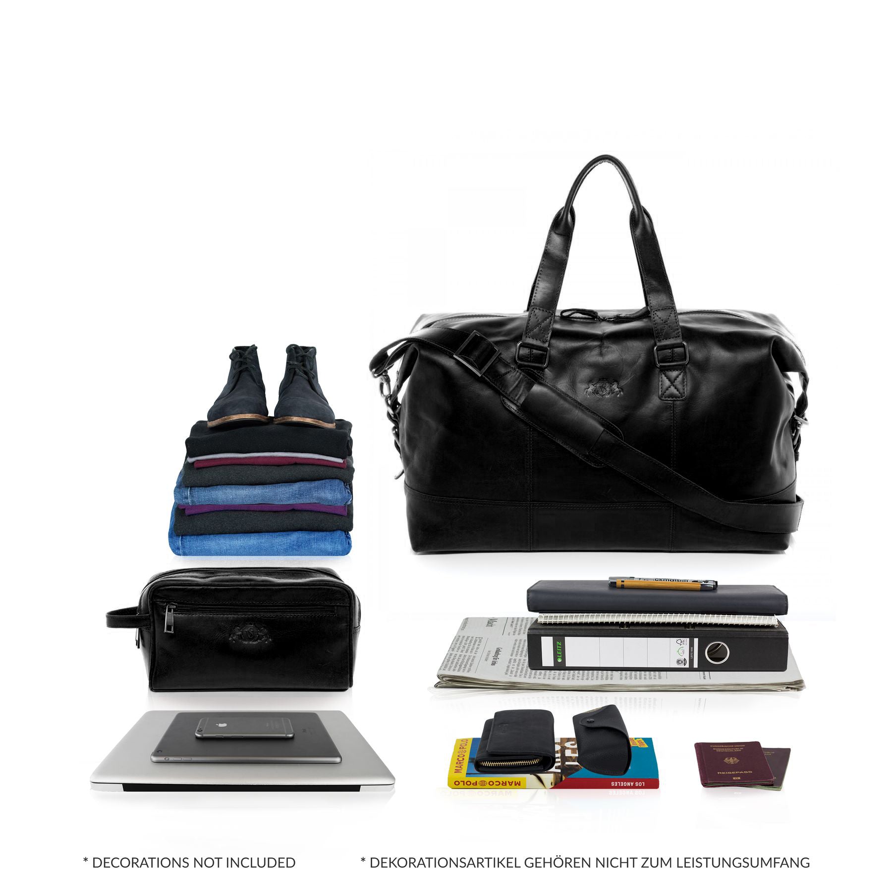 SID & VAIN Reisetasche Weekender Leder YALE schwarz 27048