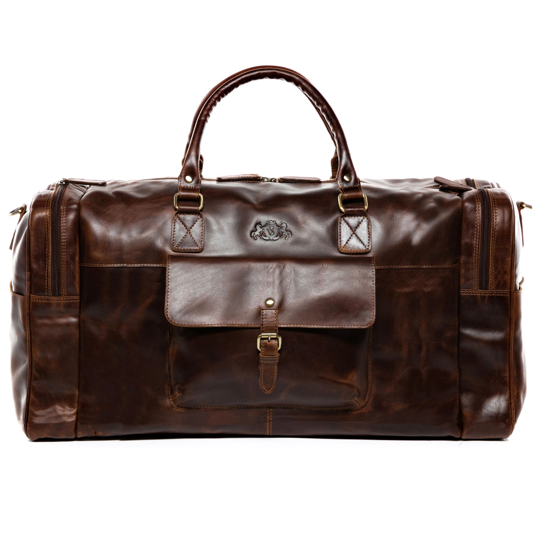 SID & VAIN Reisetasche Leder mit Hangtag YALE braun-cognac 15768