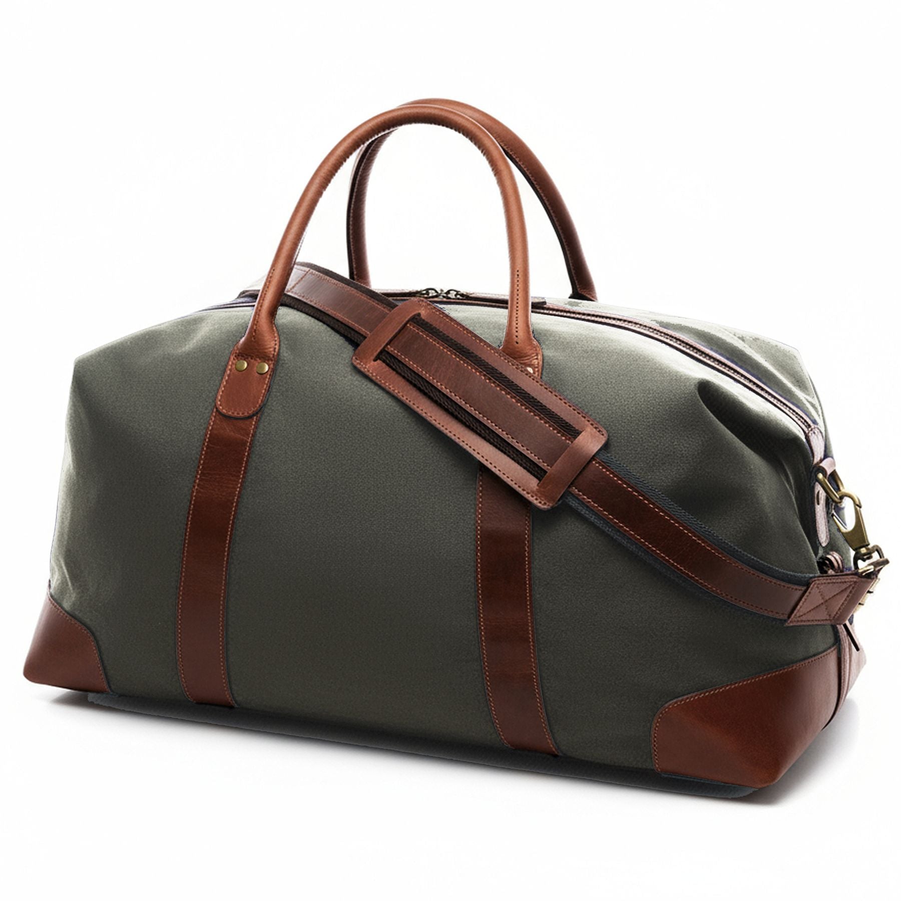 SID & VAIN XL Reisetasche LENNOX Canvas Leder blau-braun olive-braun Sporttasche Weekender gross 50683