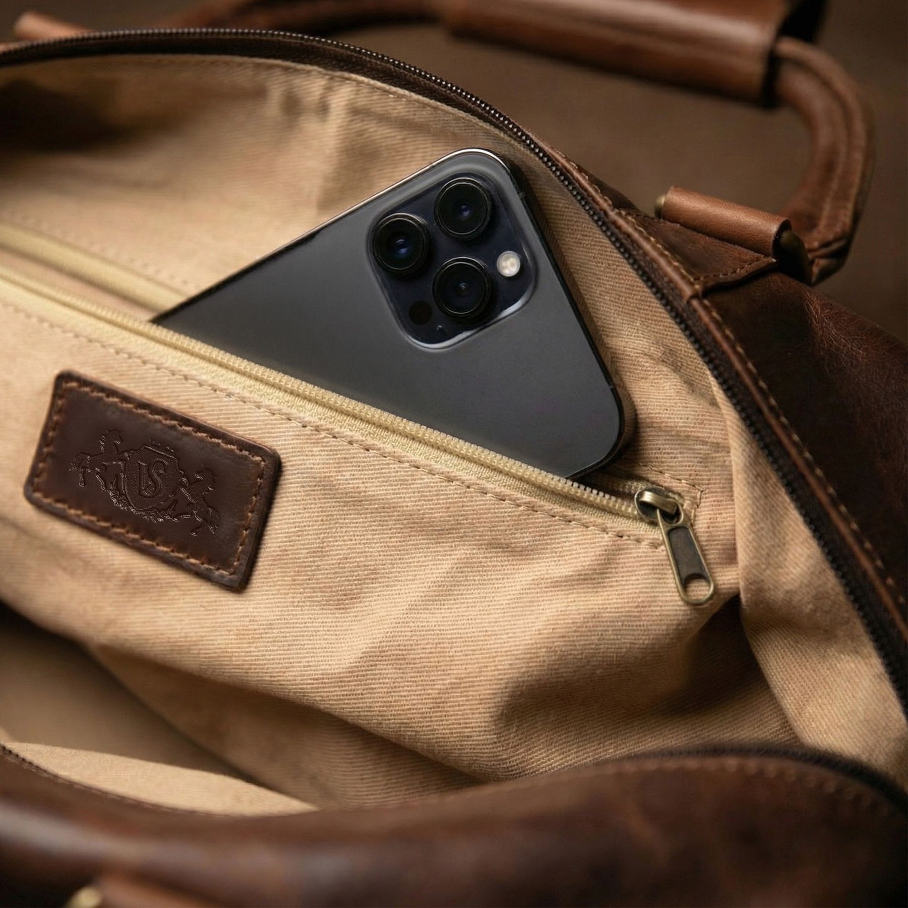 SID & VAIN Reisetasche groß Leder XL ZANE braun-cognac 32468