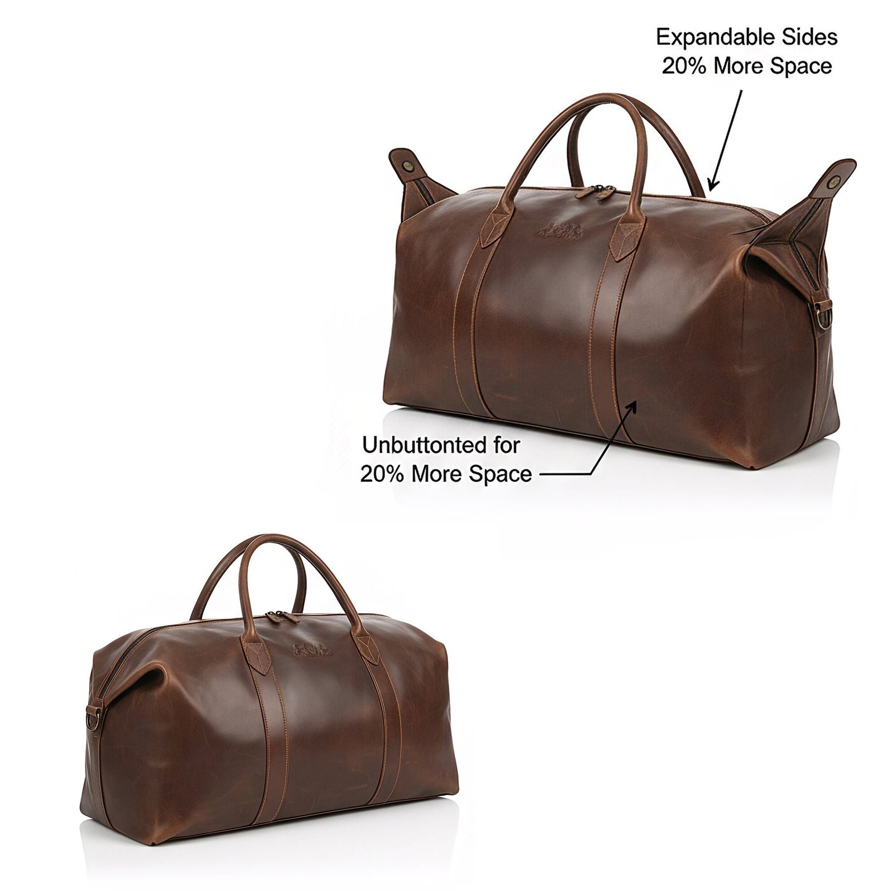 Grand sac de voyage en cuir marron CHESTER Weekender