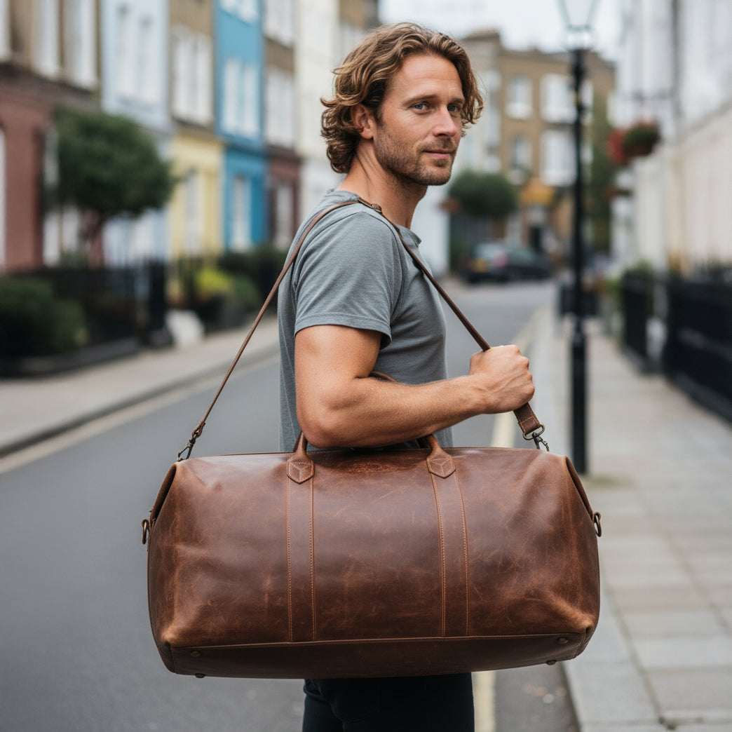 Grand sac de voyage en cuir marron CHESTER Weekender