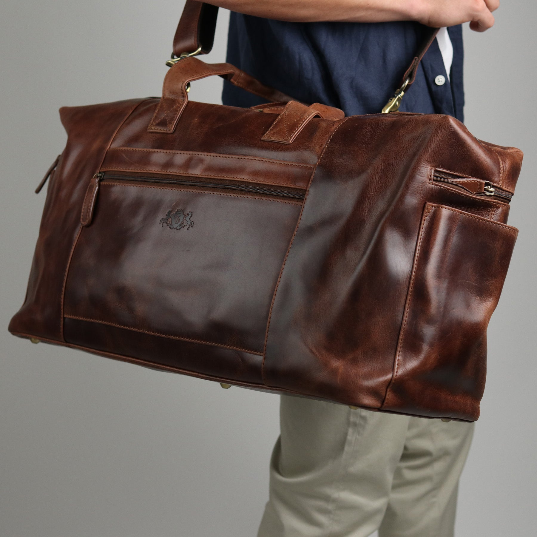 SID & VAIN Reisetasche Leder BRISTOL braun Sporttasche 47407