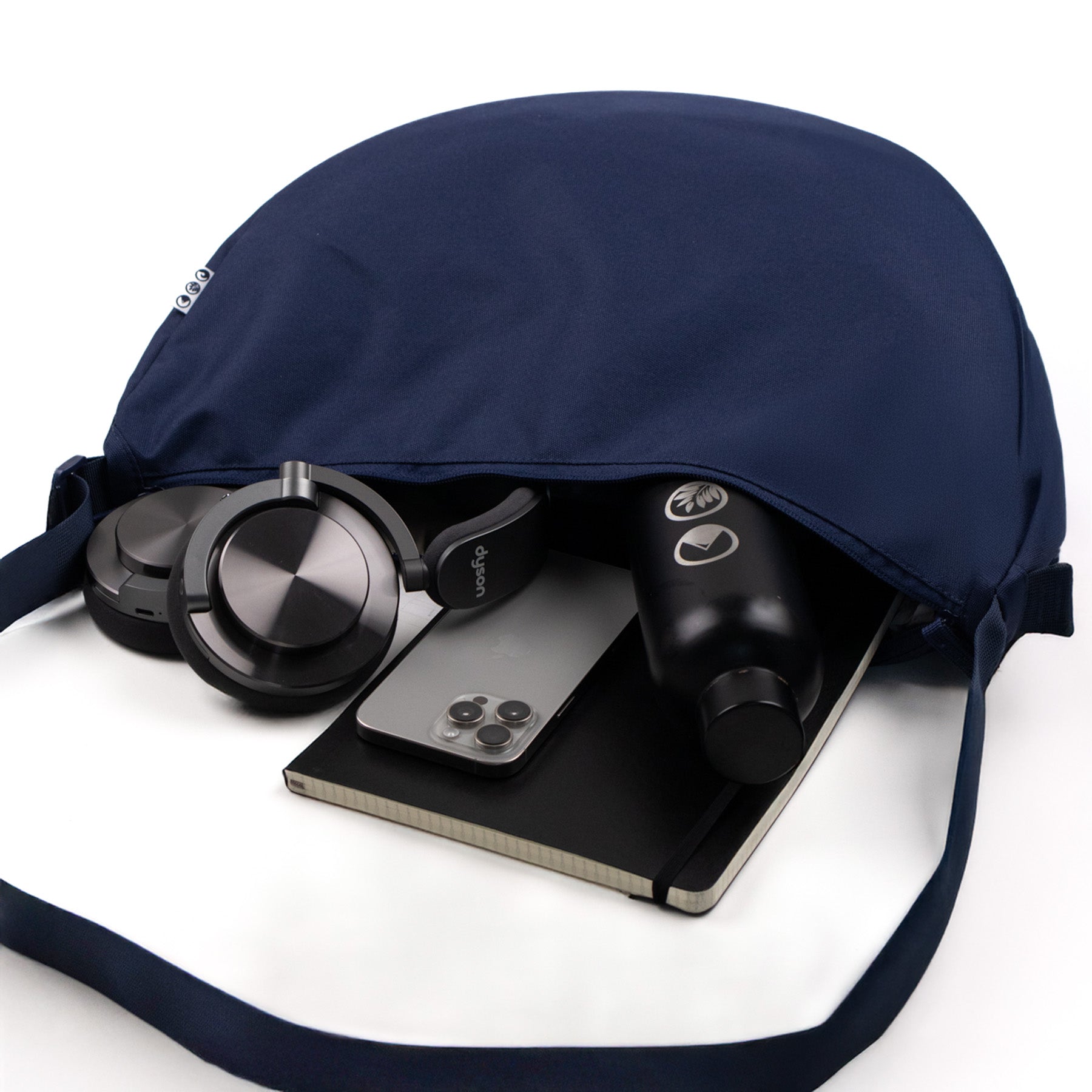 Moon Bag blau XL Inhalt Kopfhörer, Iphone, Wasserflasche und Block passen rein