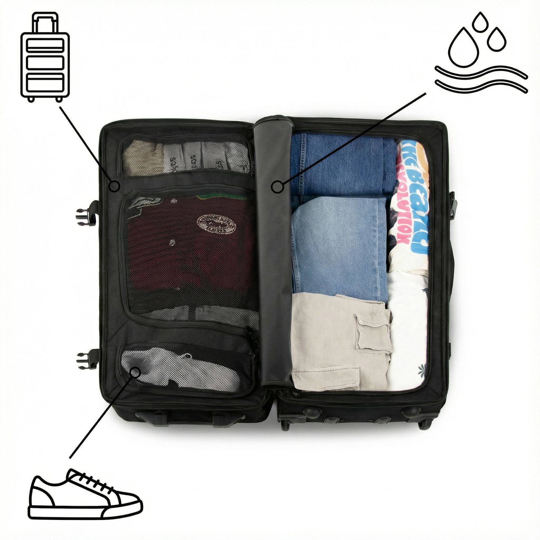 Reisetasche mit Rollen KANE XL schwarz