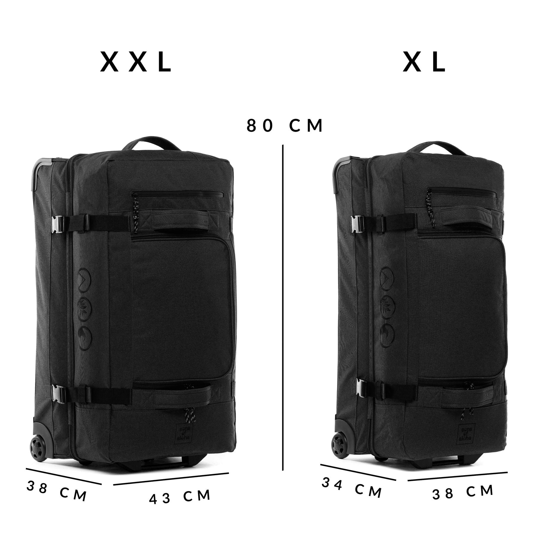 Reisetasche mit 2 Rollen KANE Duffel-Trolley Rollkoffer schwarz 49989