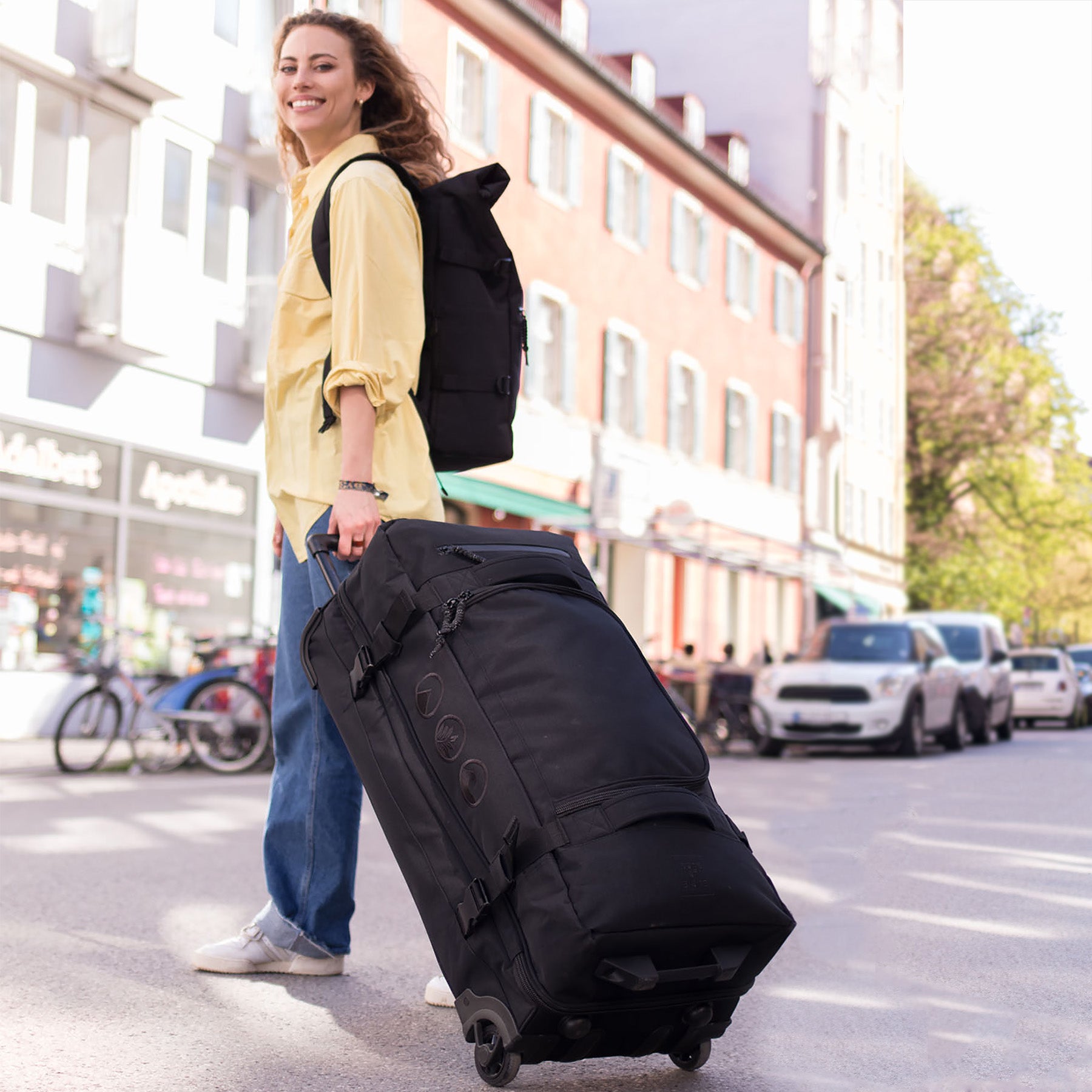 Reisetasche mit 2 Rollen KANE Duffel-Trolley Rollkoffer schwarz 14