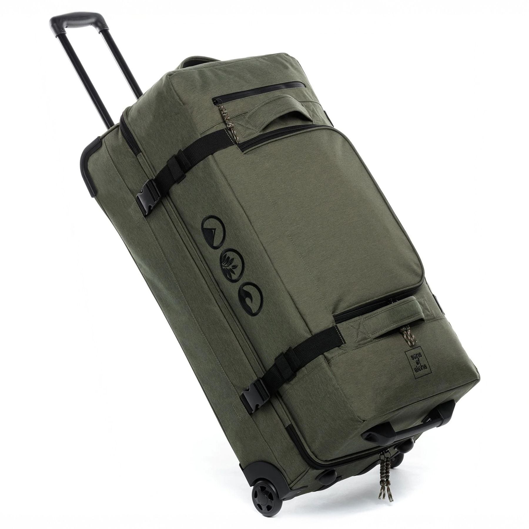 SONS OF ALOHA Sac de voyage avec 2 roulettes, grand format, nombreux compartiments KANE Valise à roulettes souple, olive Bagages XL