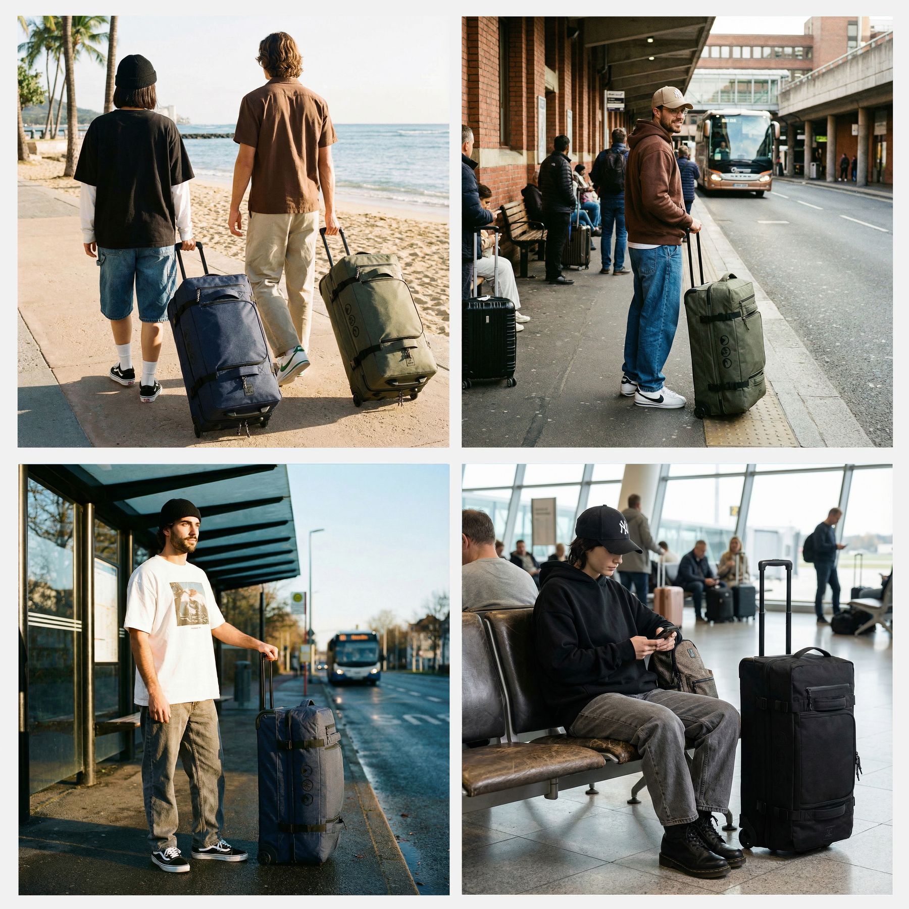 SONS OF ALOHA Sac de voyage avec 2 roulettes, grand format, nombreux compartiments KANE Valise à roulettes souple, olive Bagages XL