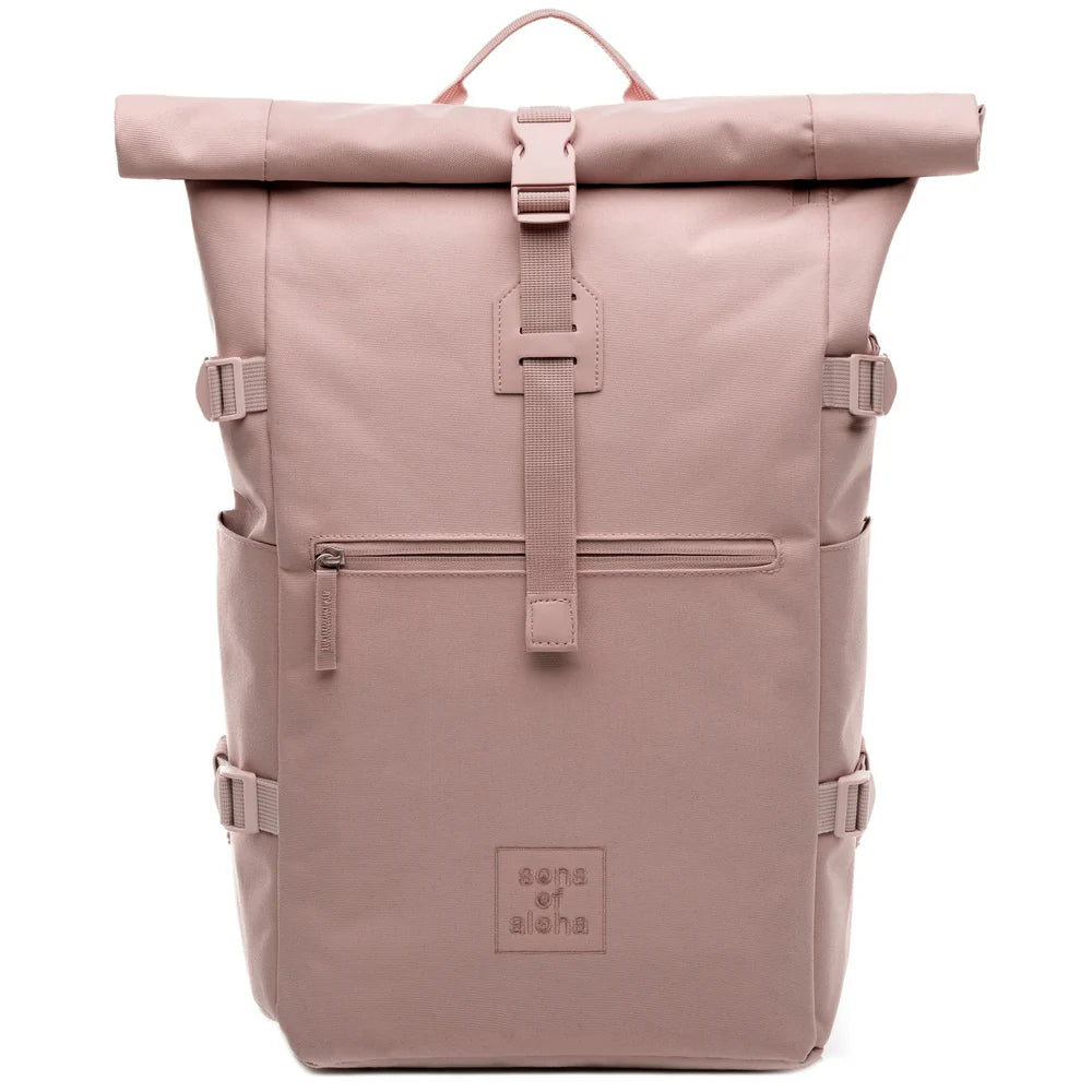 Rucksack backpack RollTop SONS OF ALOHA RPET KANE pink front