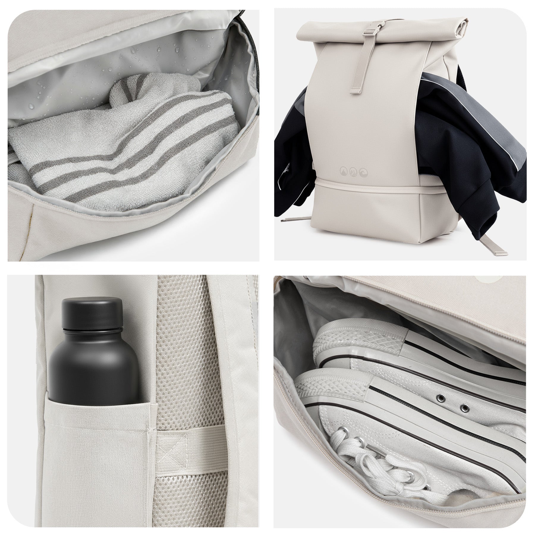 Rolltop Rucksack gross - Backpack Laptop-Fach Schuh-Fach