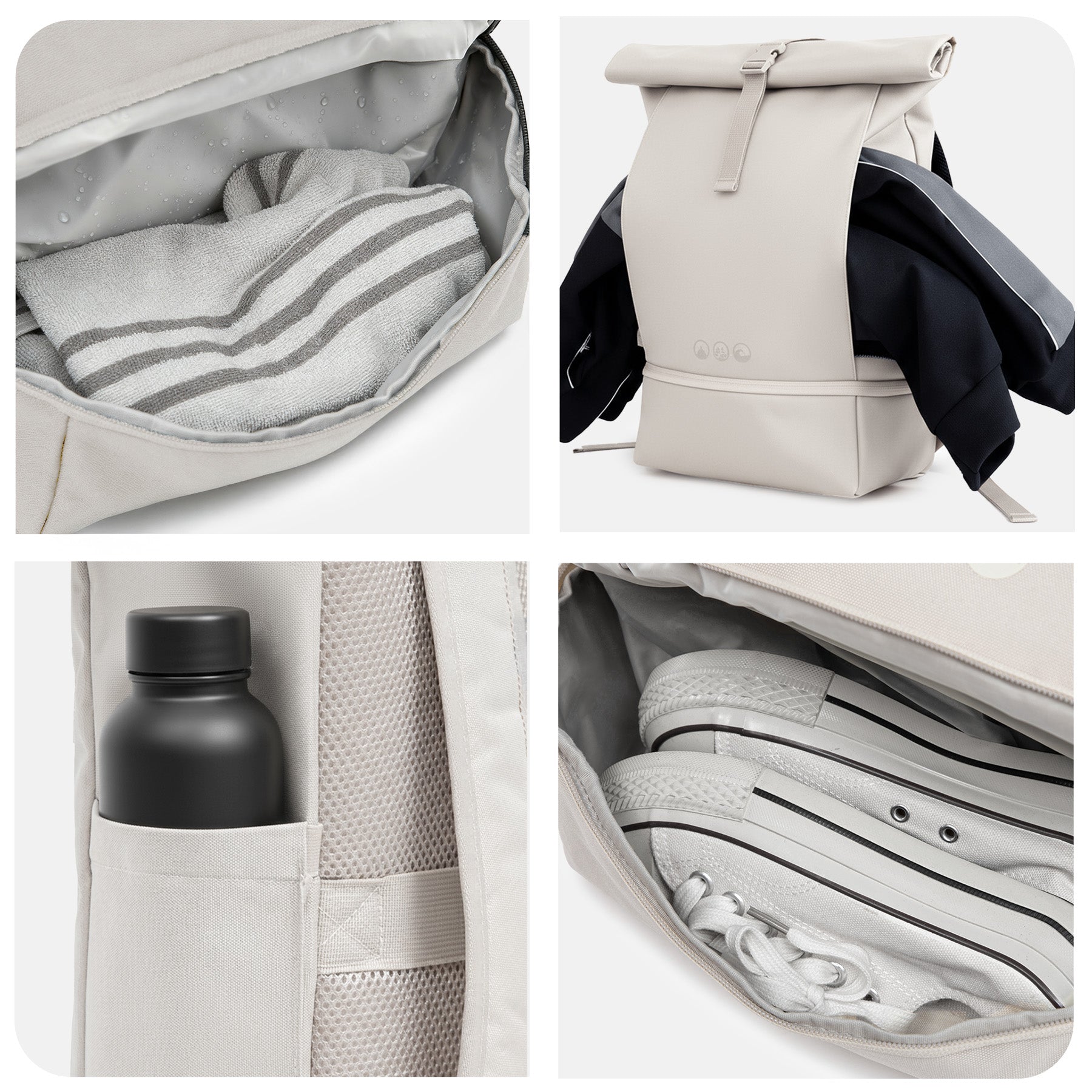 Rolltop Rucksack gross - Backpack Laptop-Fach Schuh-Fach