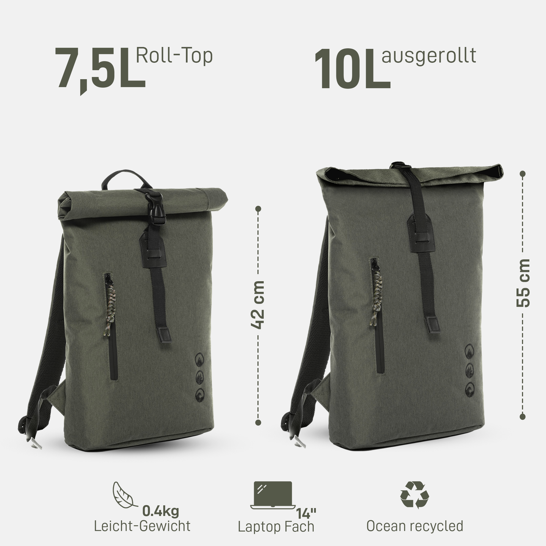 SONS OF ALOHA Rolltop Rucksack Damen schmal & klein ALANI 44383