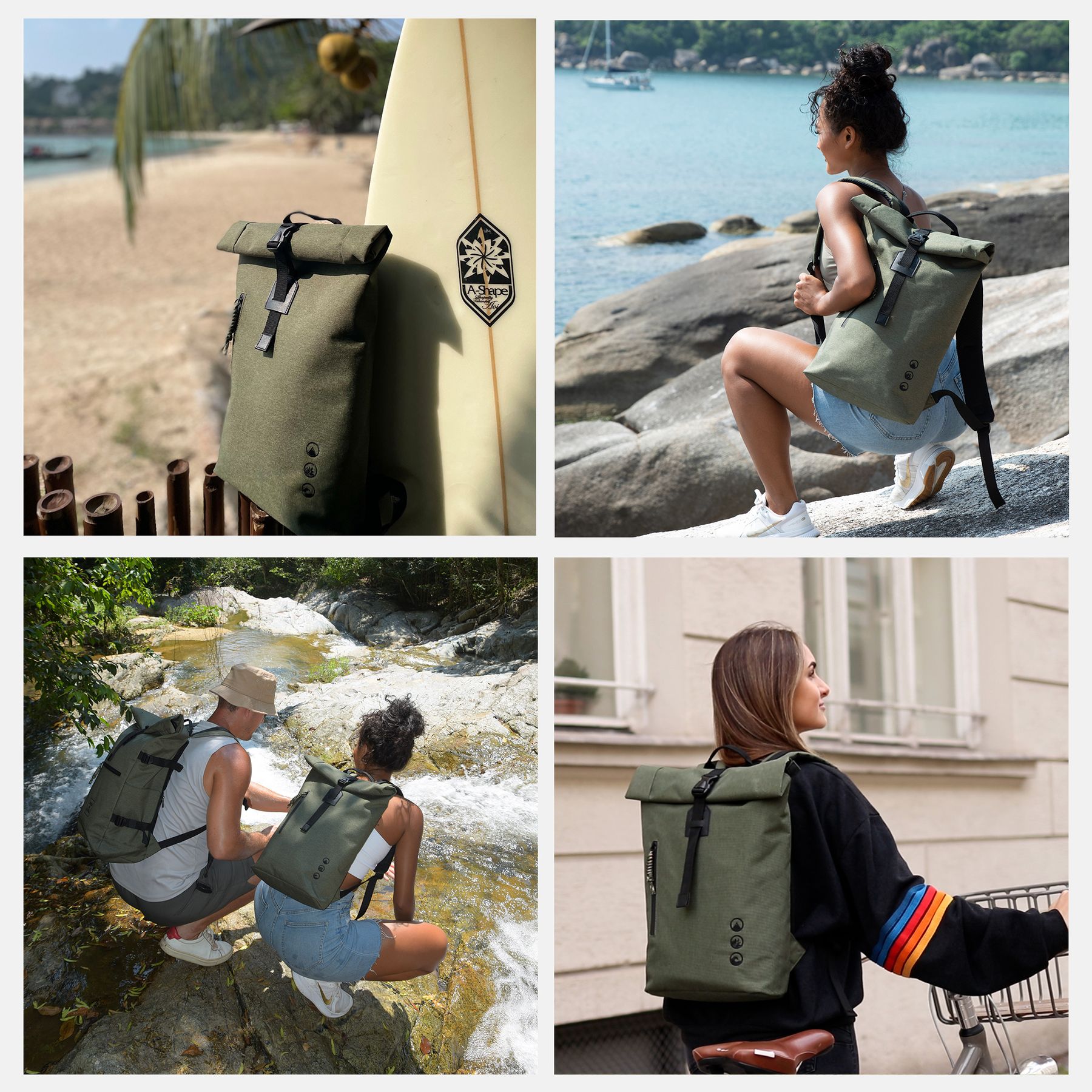 SONS OF ALOHA Rolltop Rucksack Damen schmal & klein ALANI 44394