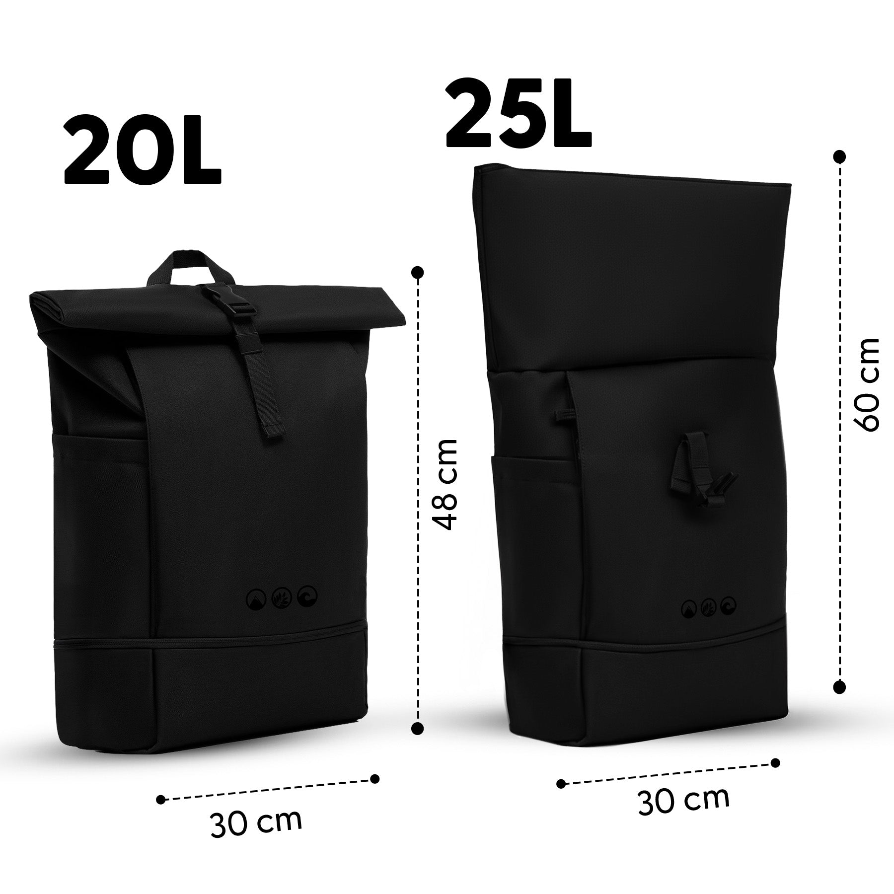 Rolltop Rucksack gross - Backpack SONS OF ALOHA schwarz Laptop-Fach Schuh-Fach