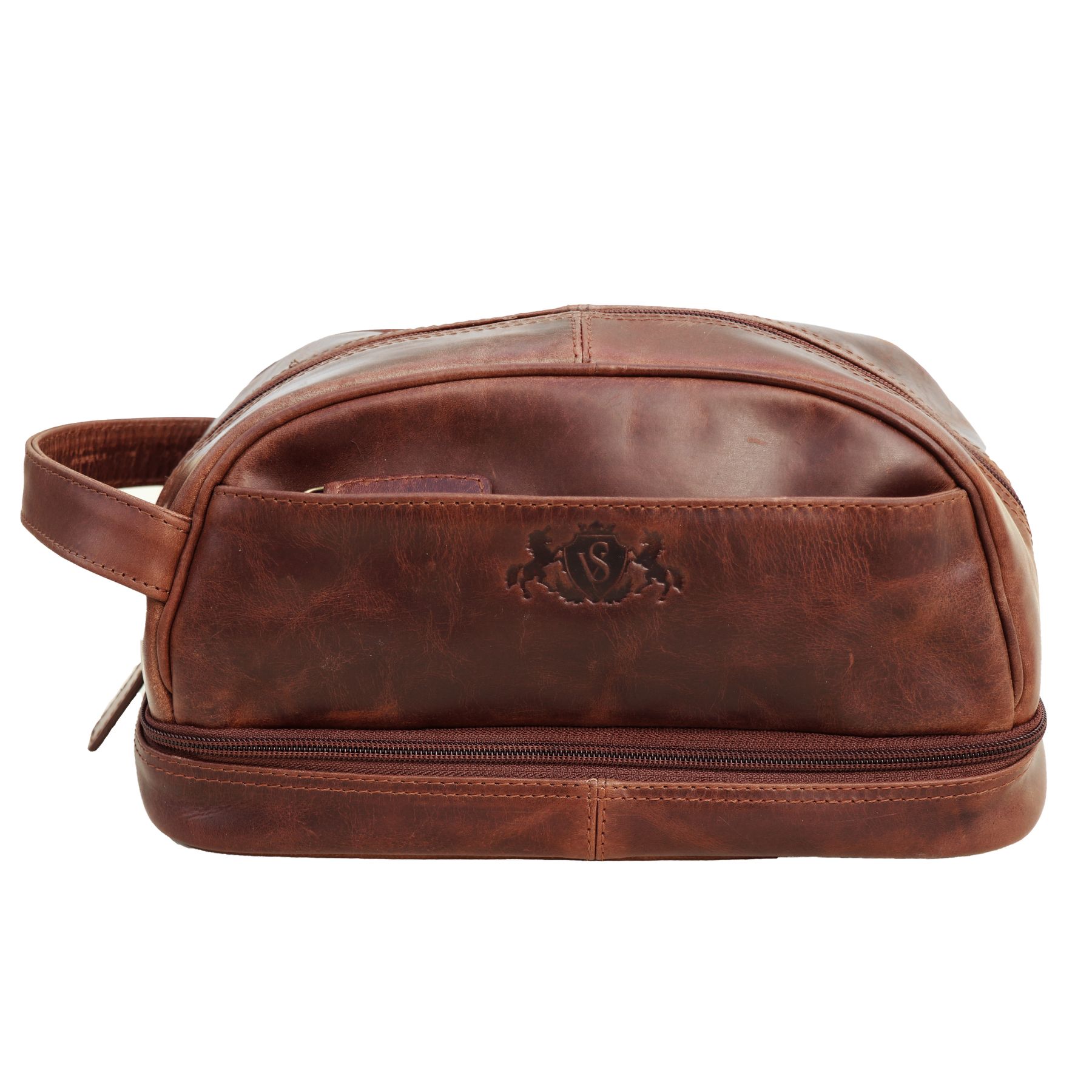 SID & VAIN Kulturbeutel Leder ALEX braun-cognac 13772