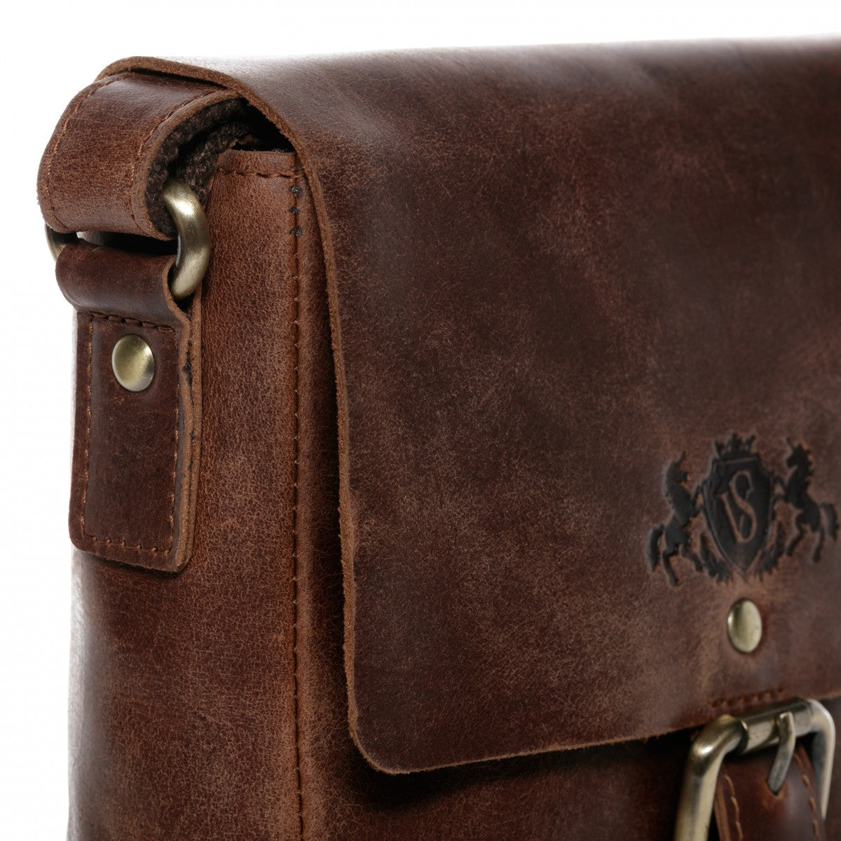 SID & VAIN Messenger Bag Leder Postbag klein ORLANDO braun-cognac 12587