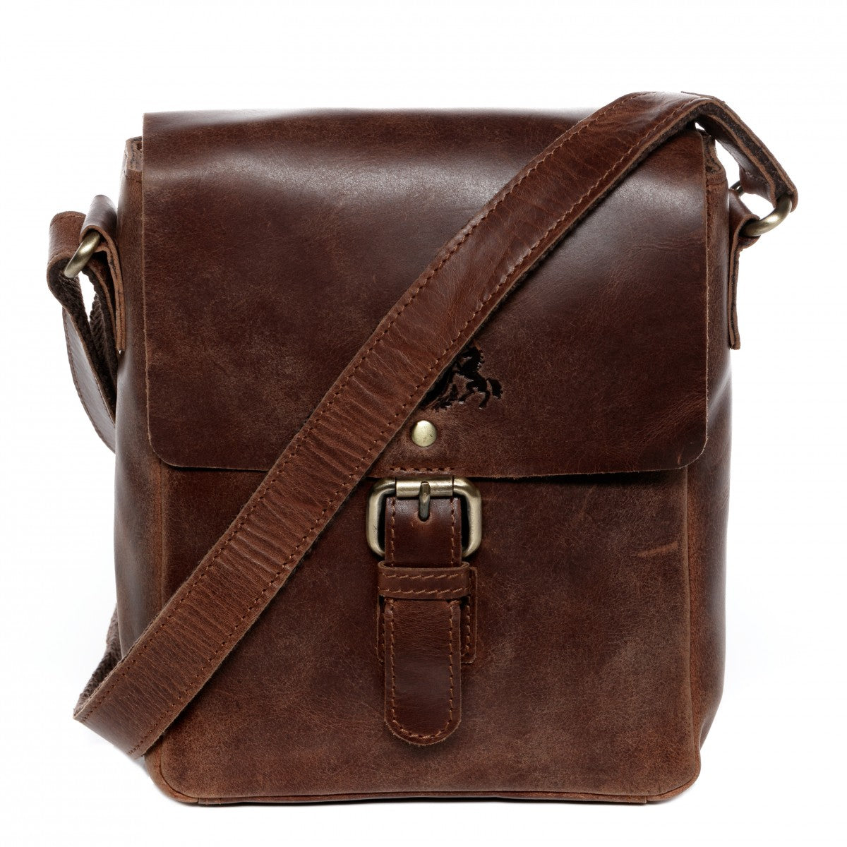 SID & VAIN Messenger Bag Leder Postbag klein ORLANDO braun-cognac 12590