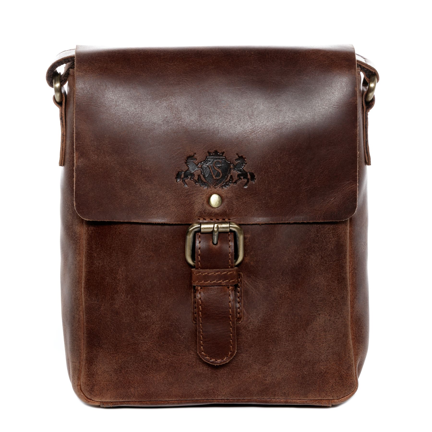 SID & VAIN Messenger Bag Leder Postbag klein ORLANDO braun-cognac 13768