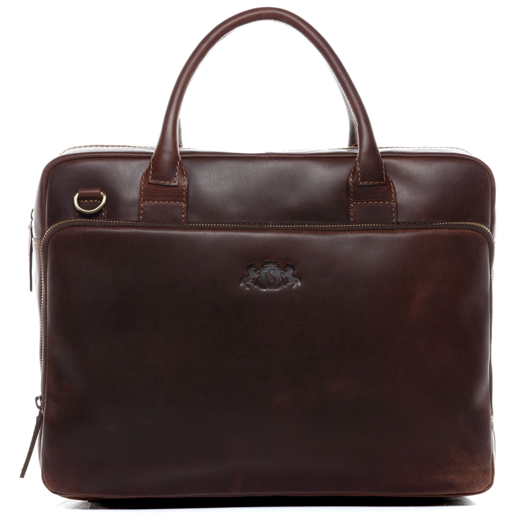 SID & VAIN Laptoptasche Leder XXL RYAN braun-cognac 16060
