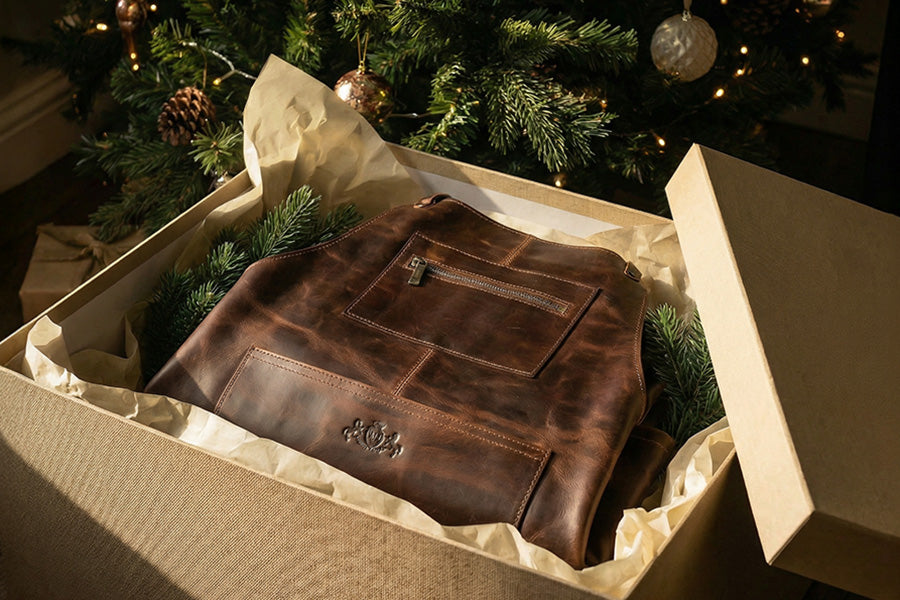 Lederschürze als Geschenk an Weihnachten
