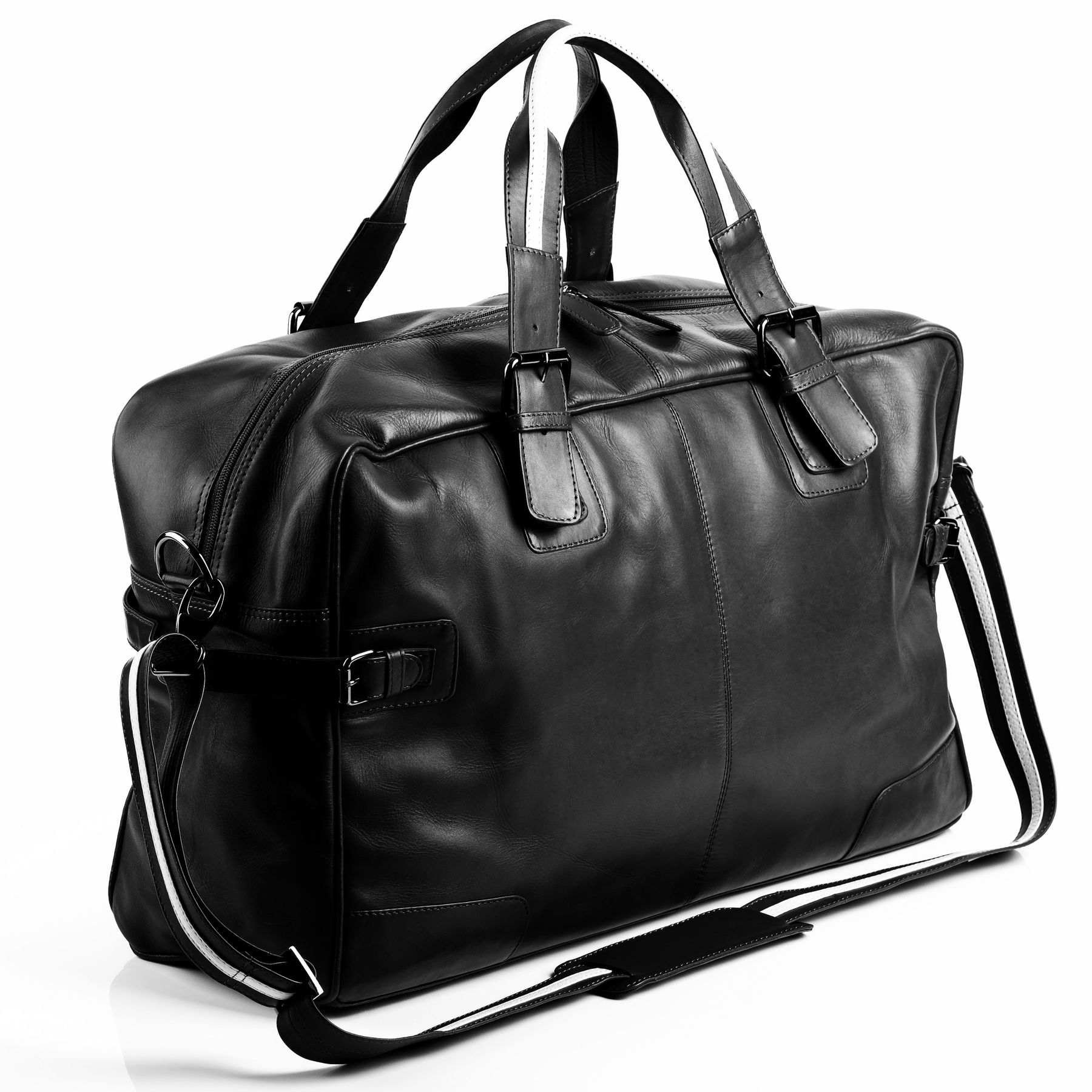 BACCINI Weekender Leather ROBERTO black travel bag
