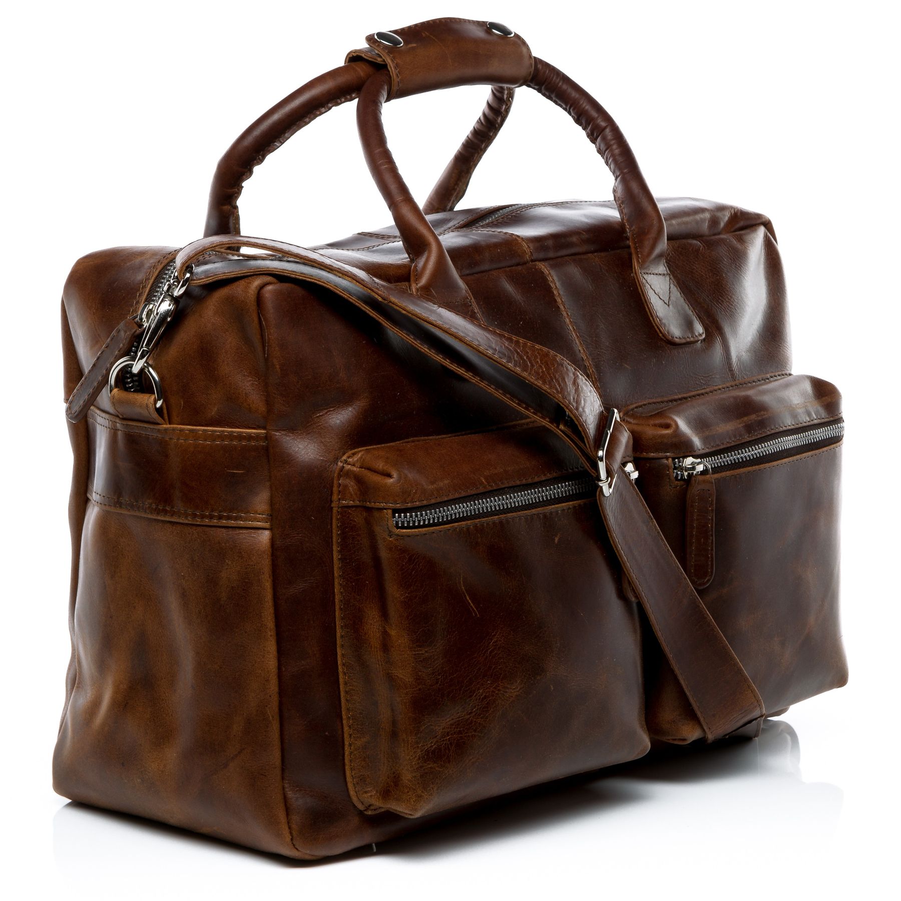 SID & VAIN Laptoptasche Leder XL BRIGHTON braun-cognac 8940