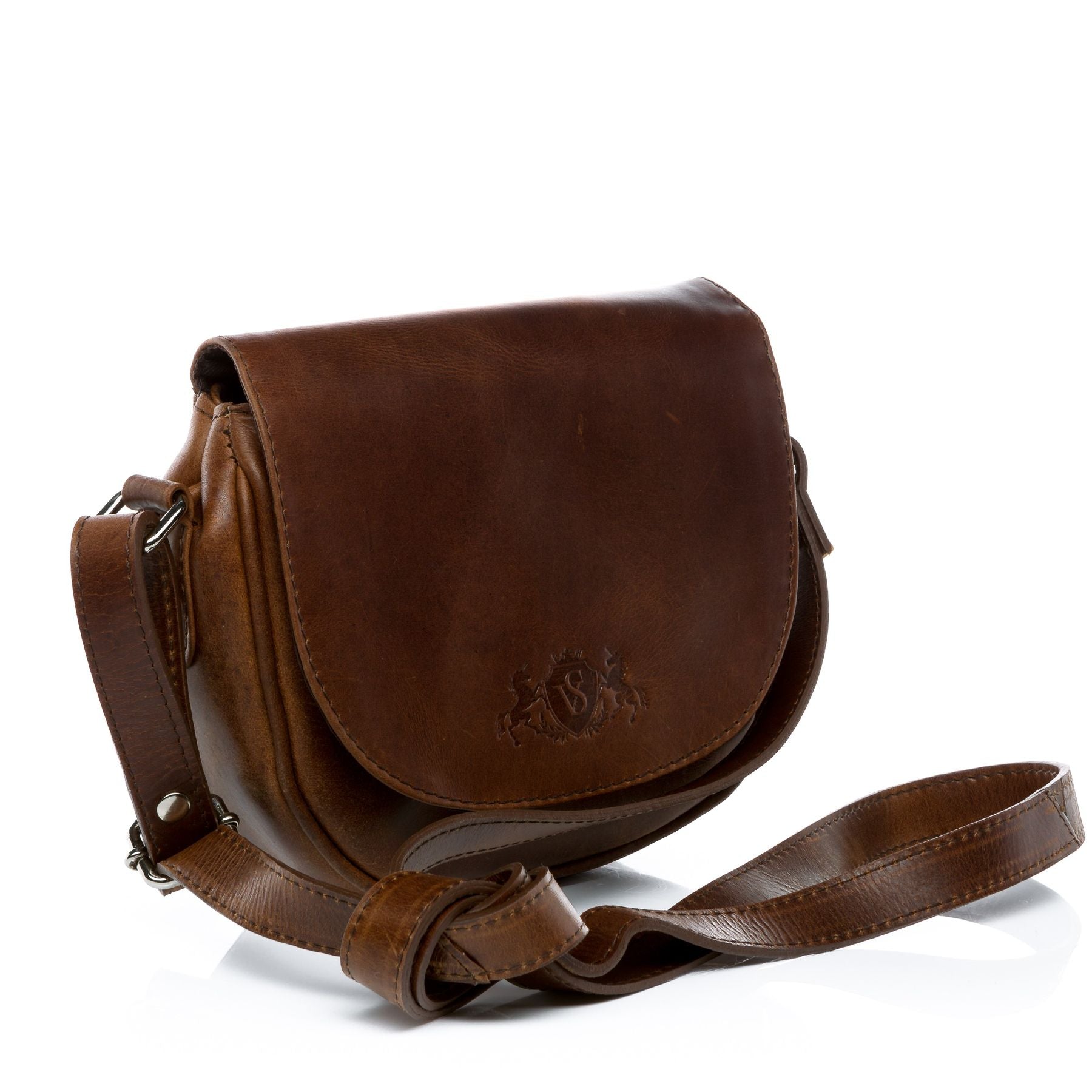 SID & VAIN Umhängetasche Leder klein BRIGHTON braun-cognac 8973