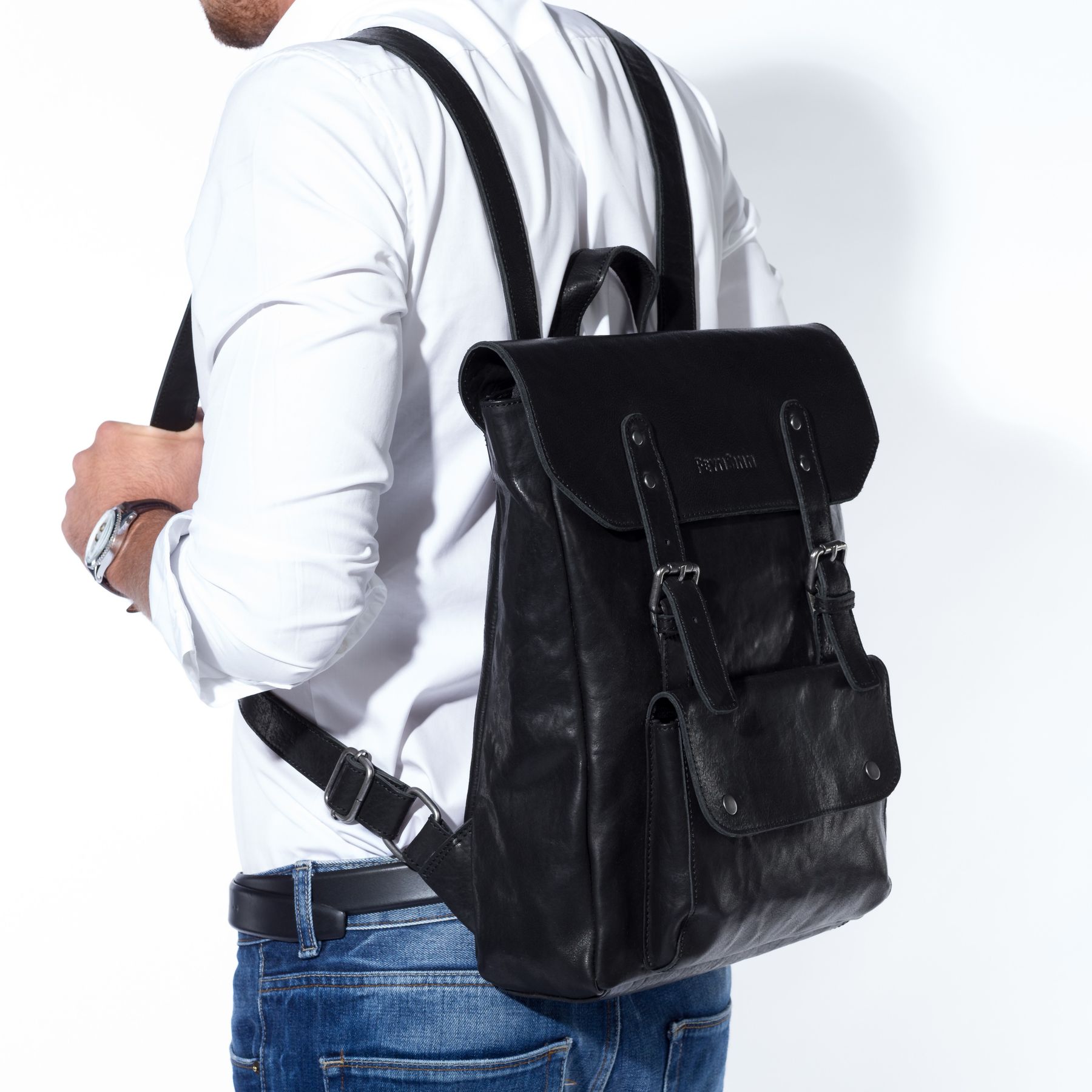 FEYNSINN BERLIN Rucksack Leder PHOENIX schwarz 5646